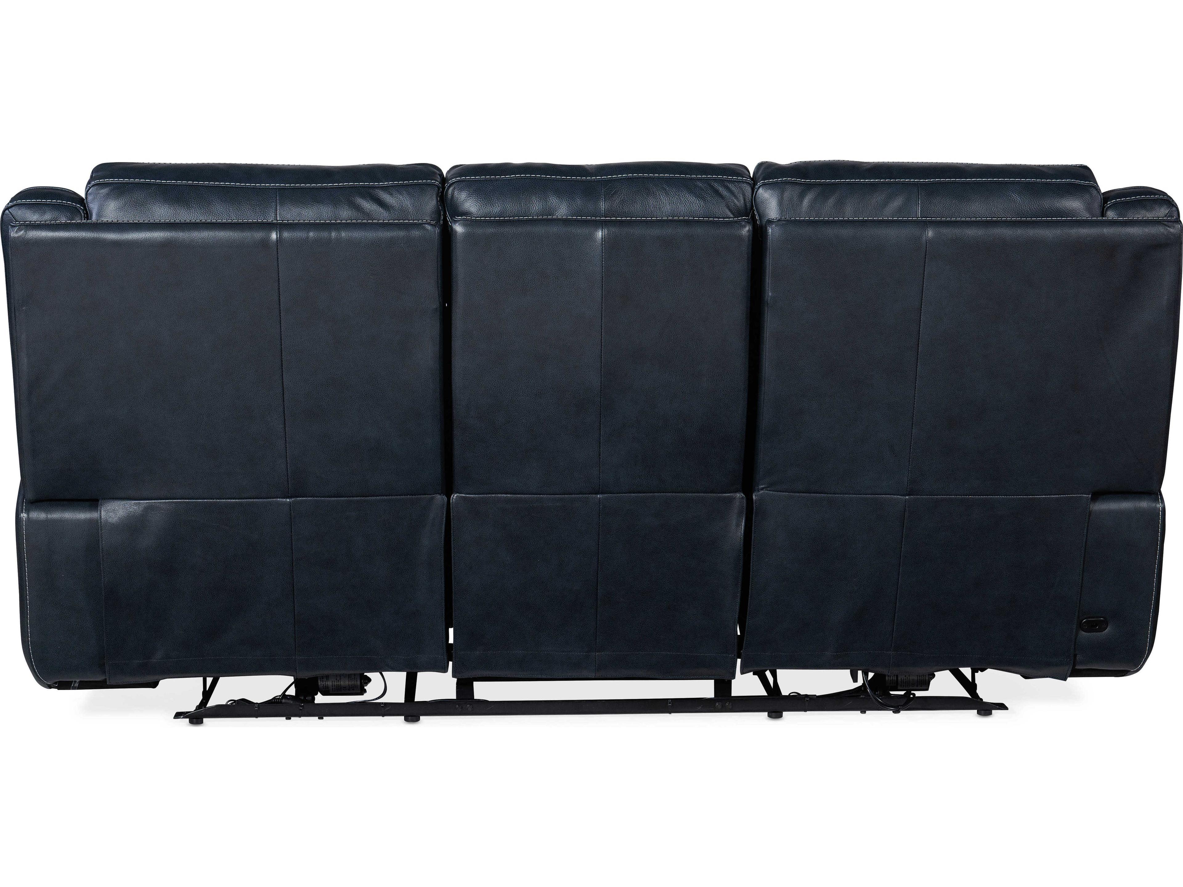 Luxecor Montel Lay Flat Power Cosmos Cobalt Black Leather Sofa with Headrest & Lumbar