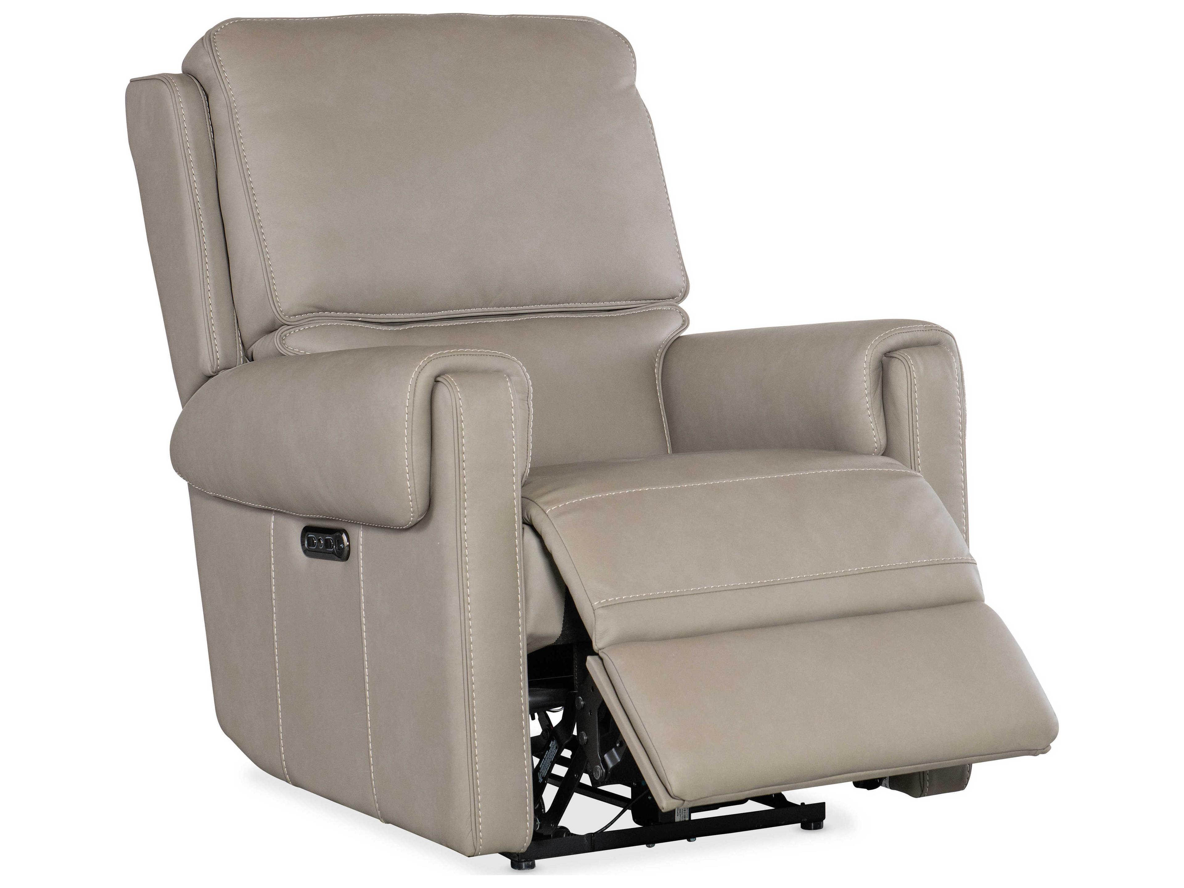 Hooker Furniture Somers Power Dark Taupe Gray Leather Recliner with Headrest
