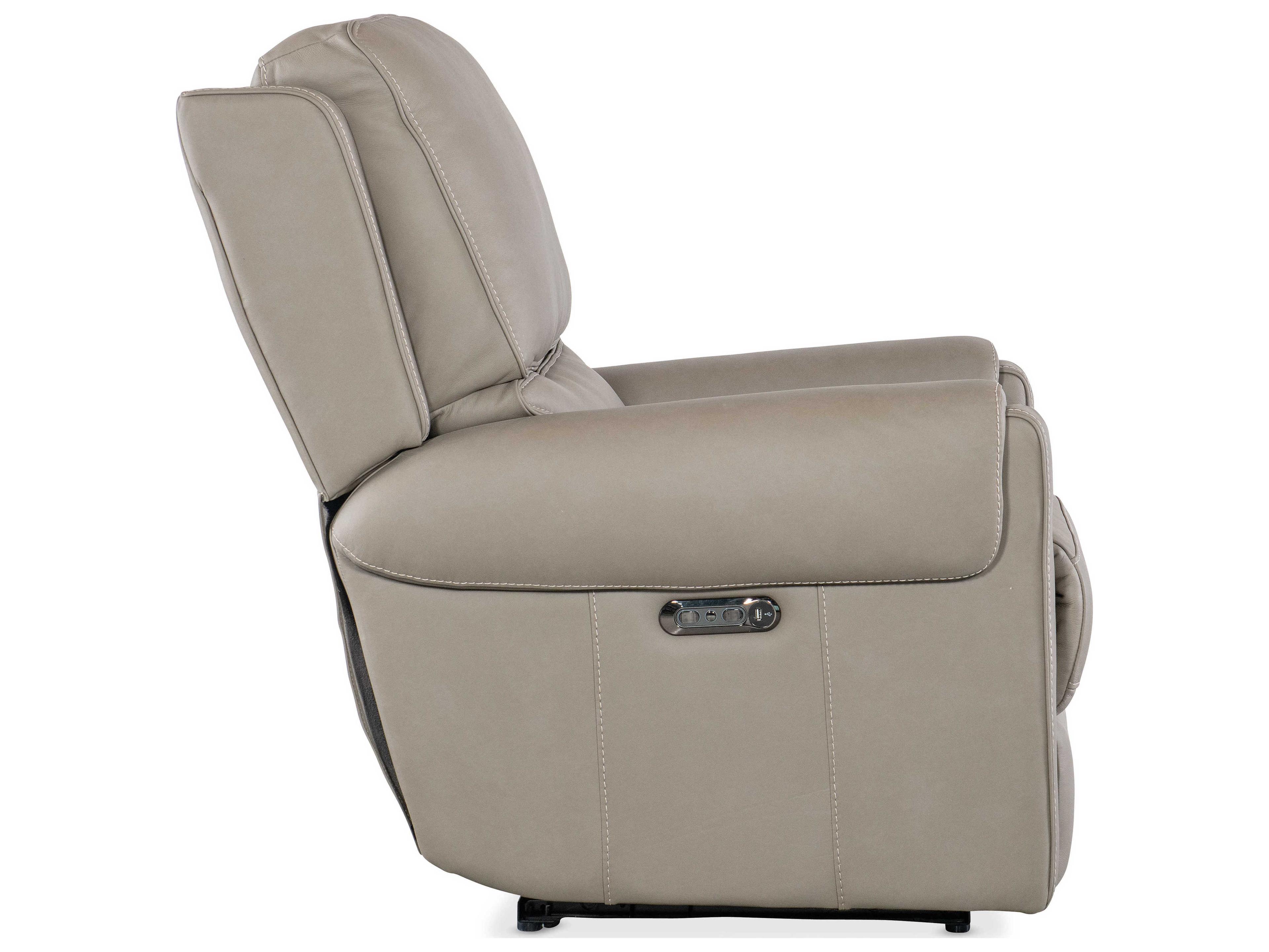 Hooker Furniture Somers Power Dark Taupe Gray Leather Recliner with Headrest