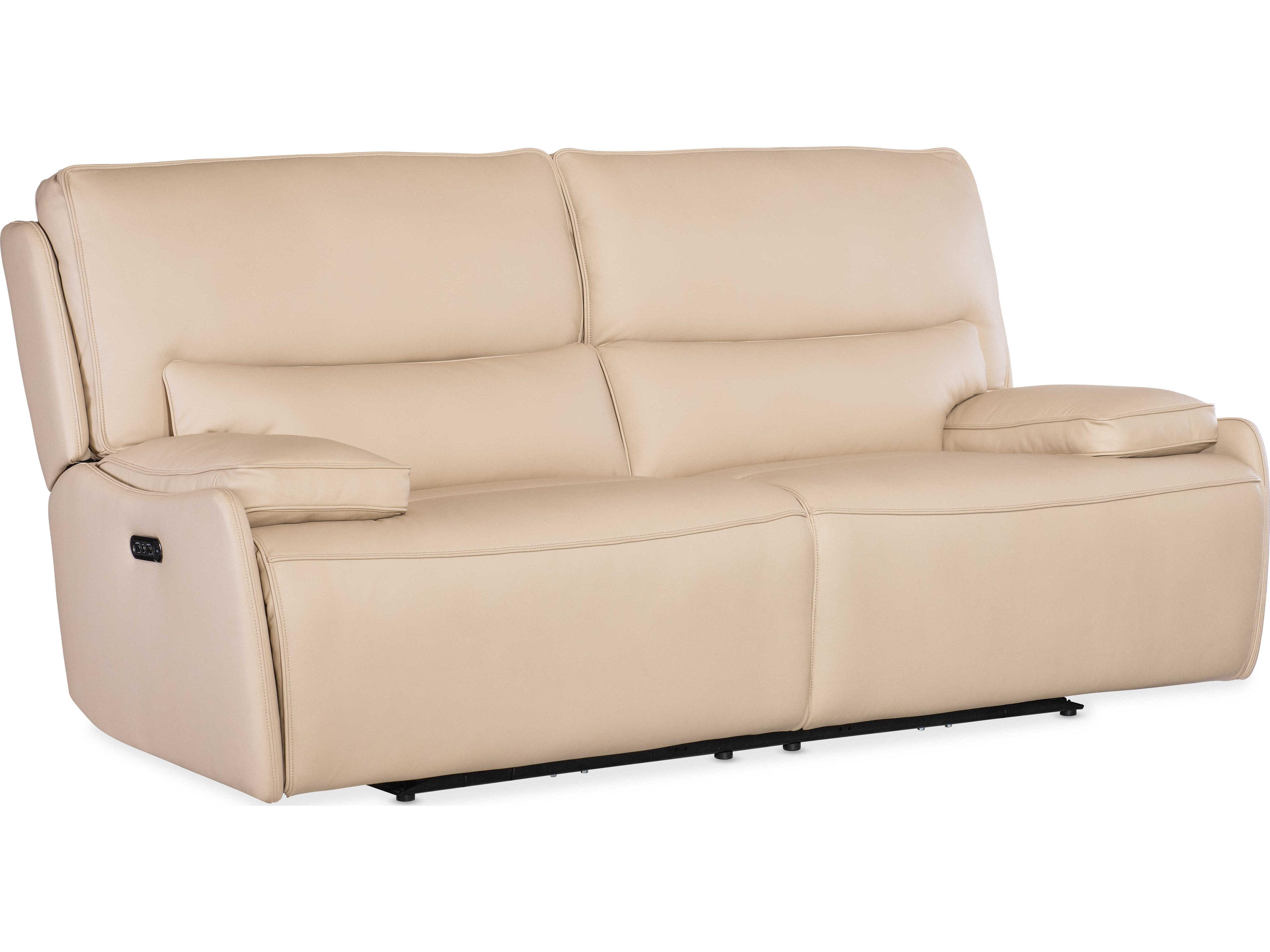 Hooker Furniture Kramer Oslo Antelope Beige Leather Zero Gravity Power Sofa with Power Headrest