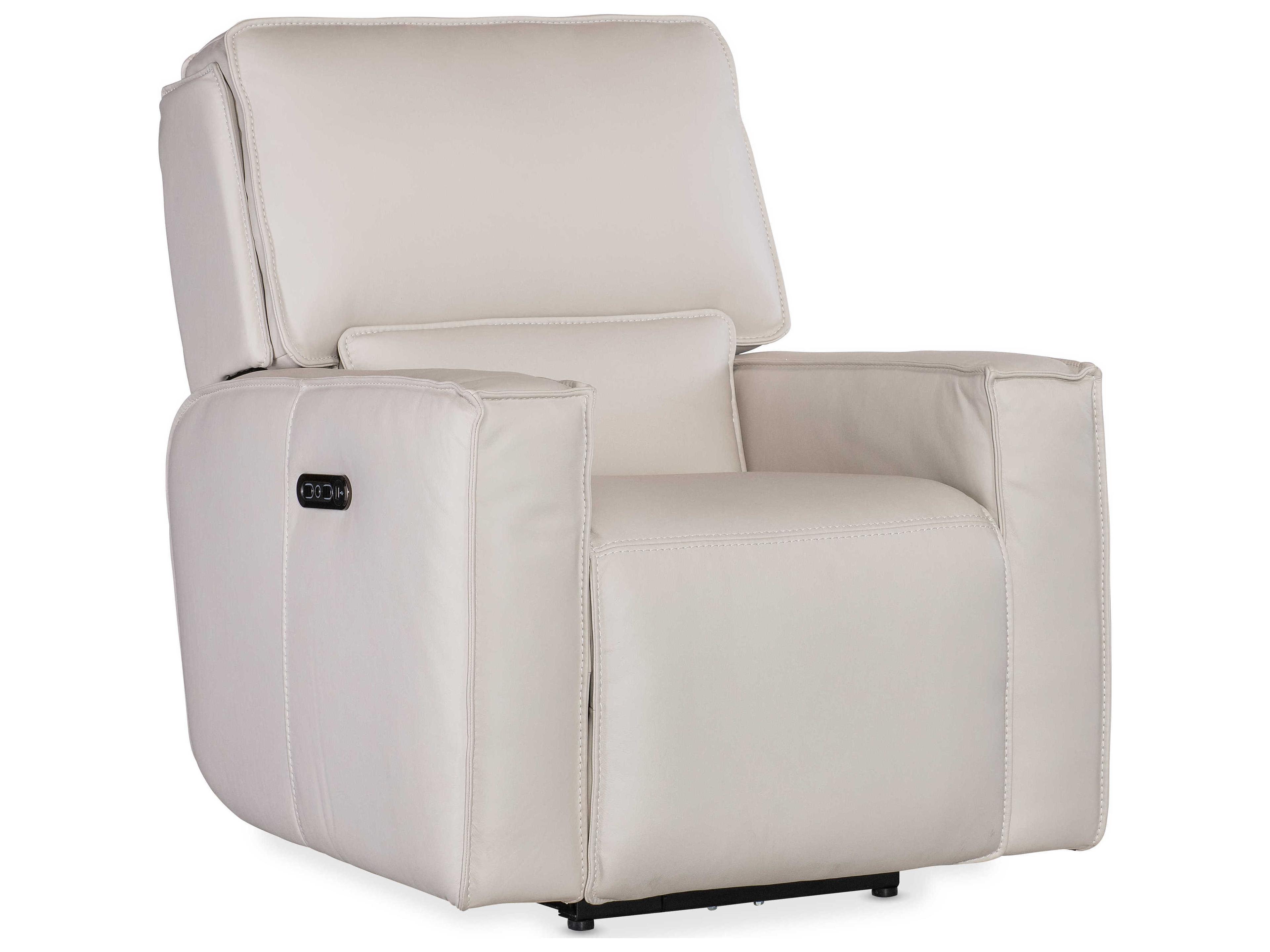Miles Oslo Antelope White Leather Zero Gravity Power Recliner with Power Headrest