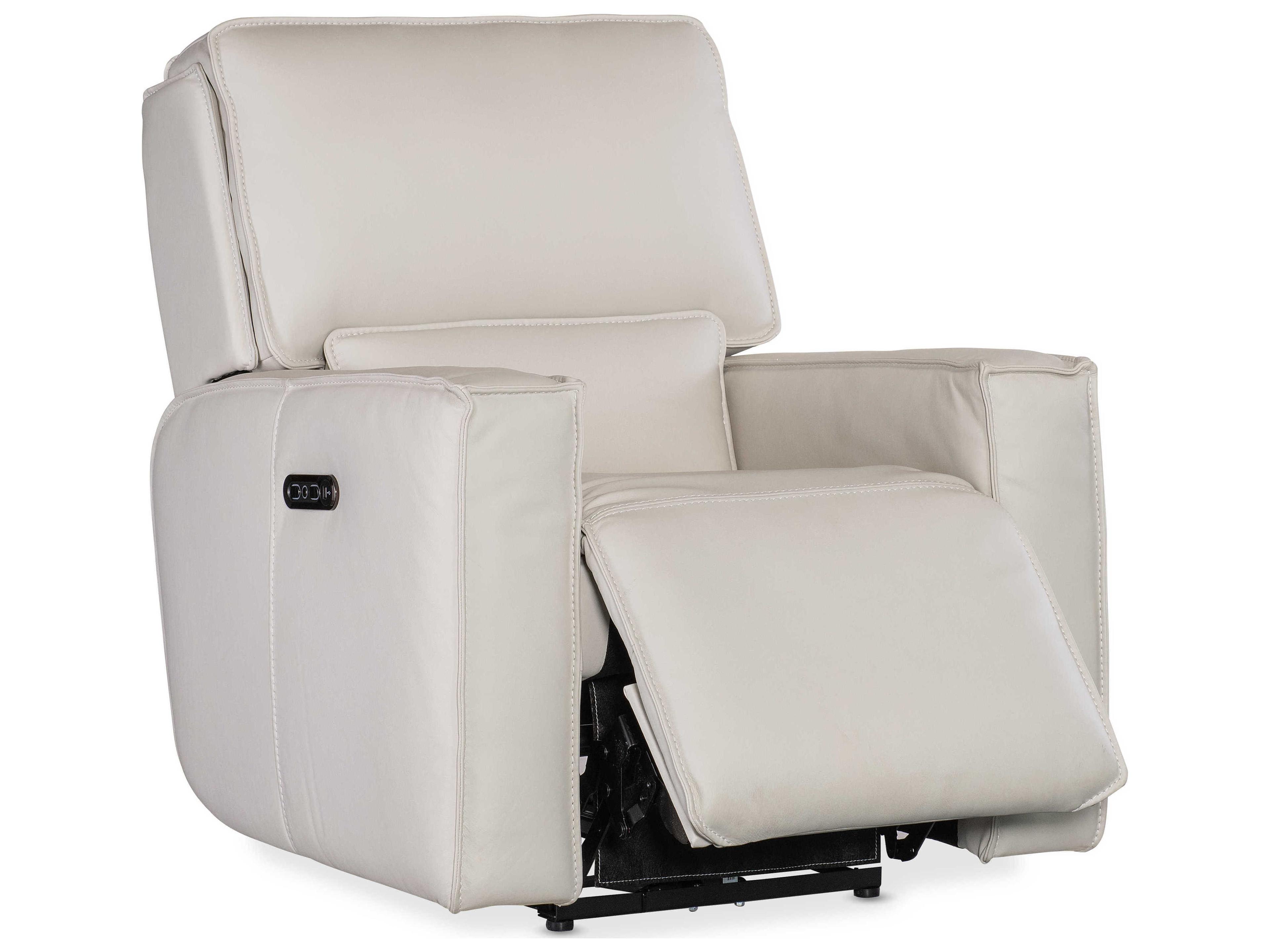 Hooker Furniture Miles Oslo Antelope White Leather Zero Gravity Power Recliner with Power Headrest