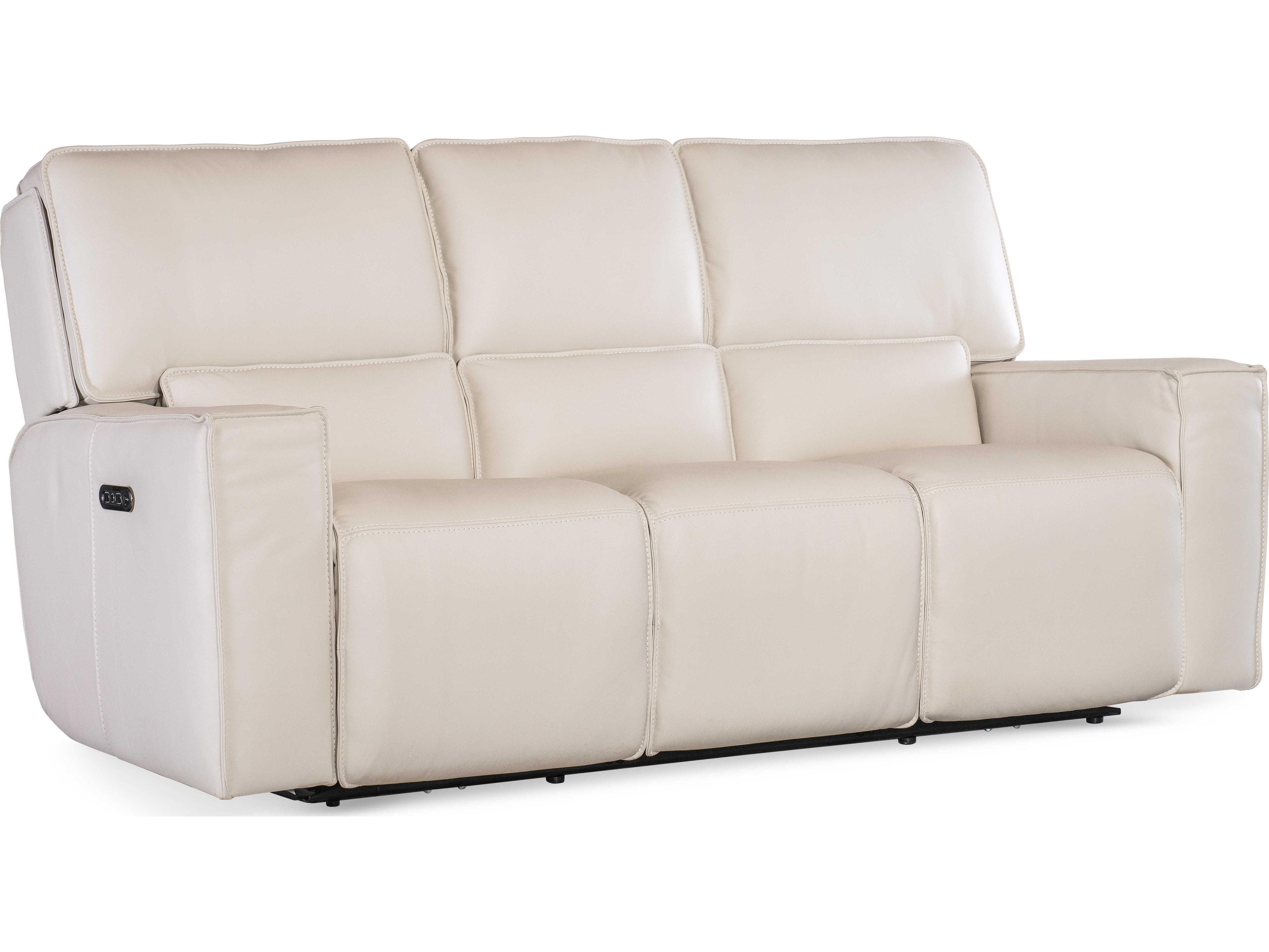 Hooker Furniture Miles Oslo Antelope White Leather Zero Gravity Power Sofa with Power Headrest