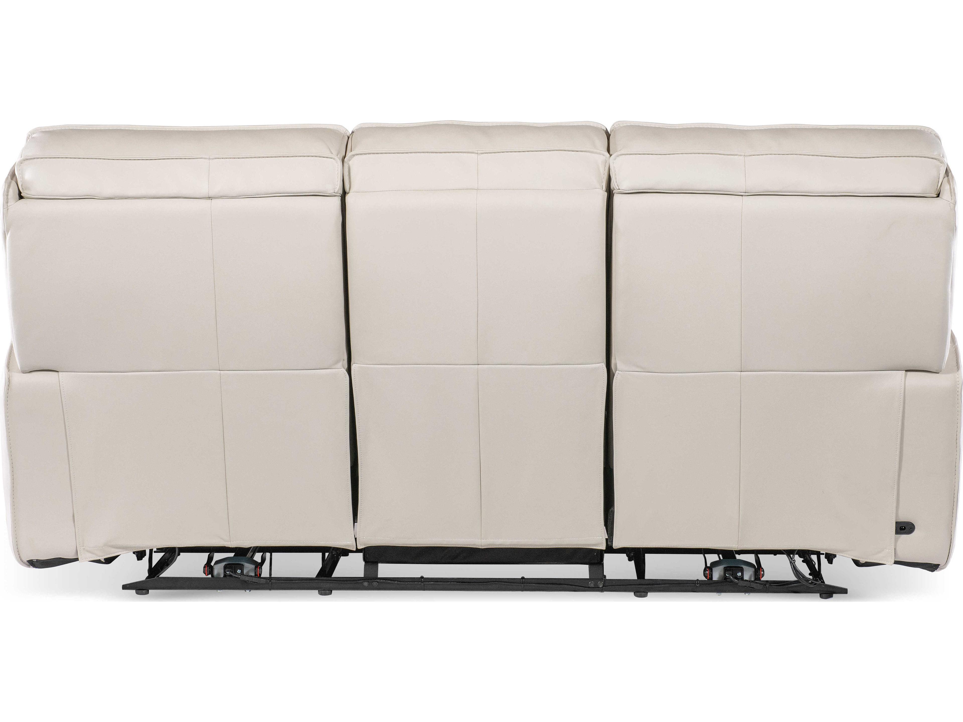 Hooker Furniture Miles Oslo Antelope White Leather Zero Gravity Power Sofa with Power Headrest