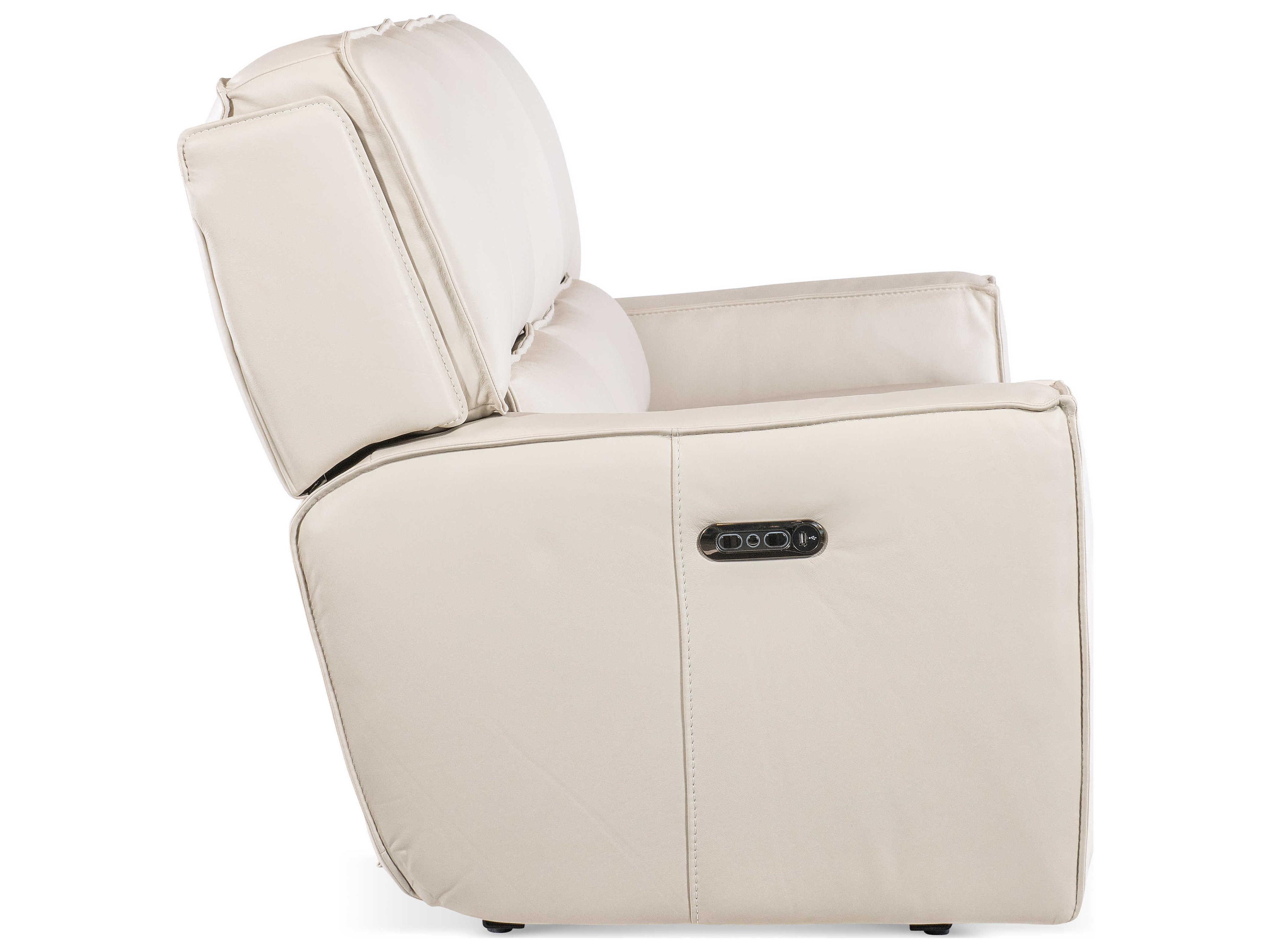 Hooker Furniture Miles Oslo Antelope White Leather Zero Gravity Power Sofa with Power Headrest