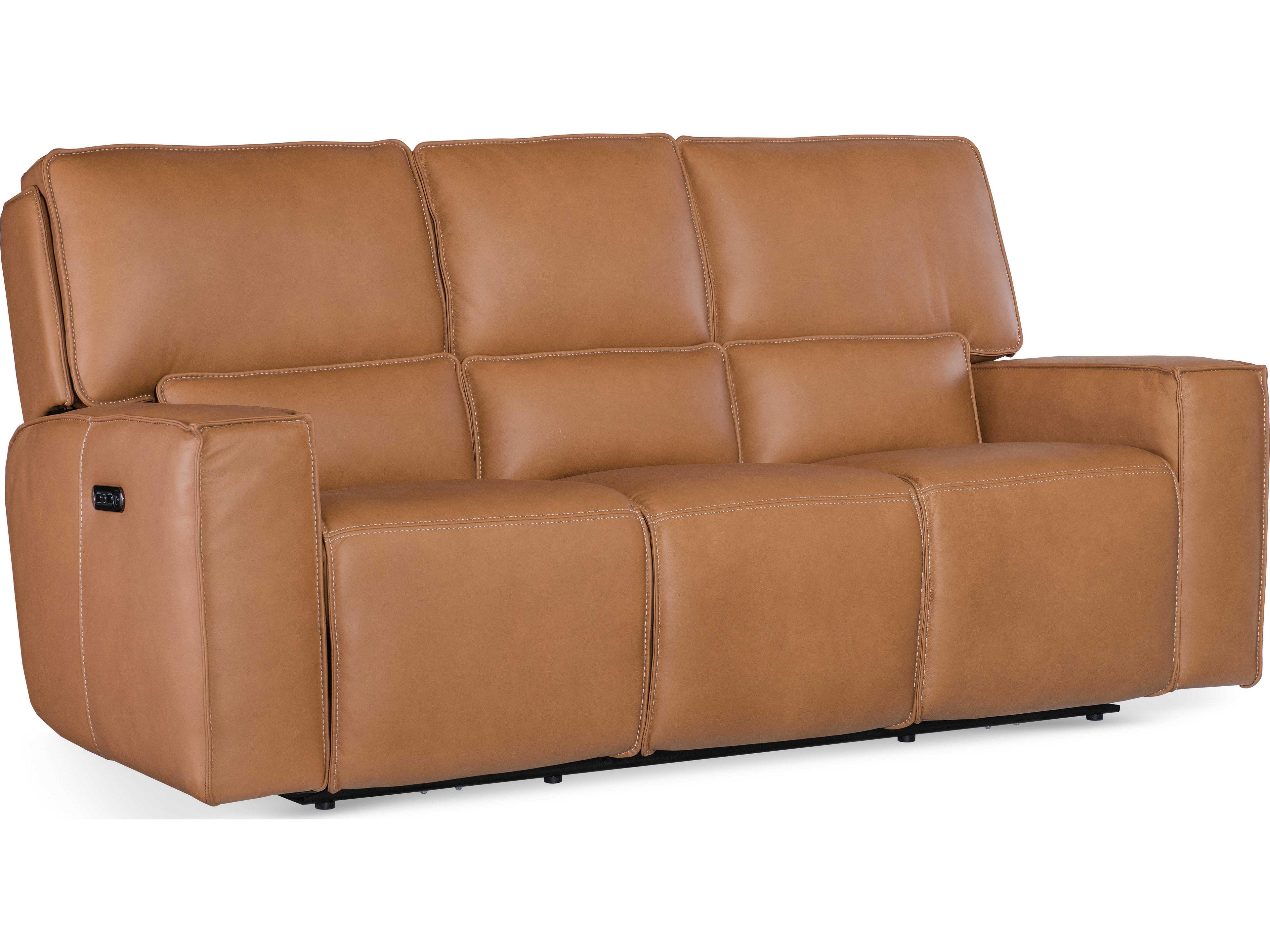 Miles Oslo Antelope Brown Leather Zero Gravity Power Sofa with Power Headrest