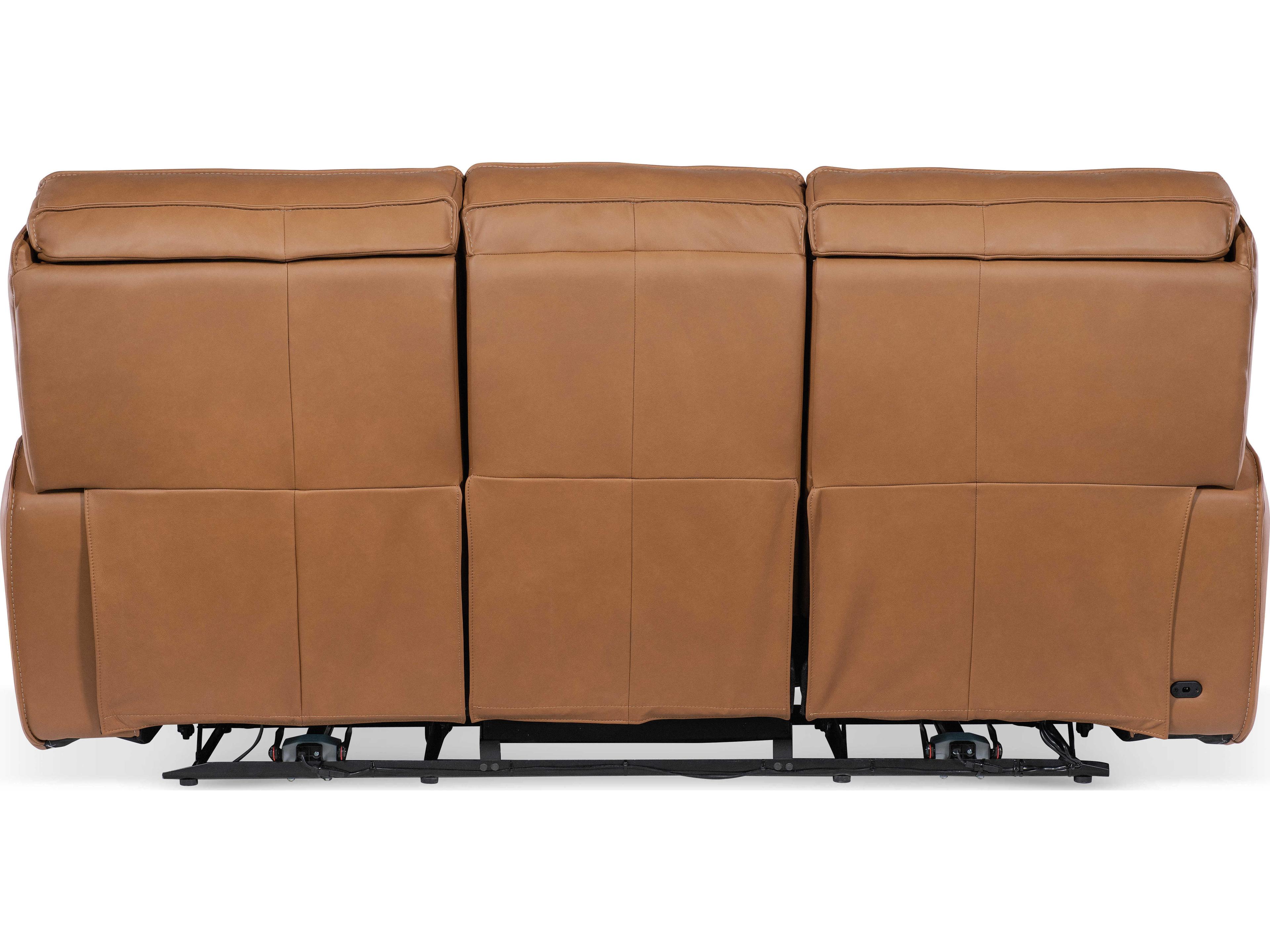 Hooker Furniture Miles Oslo Antelope Brown Leather Zero Gravity Power Sofa with Power Headrest
