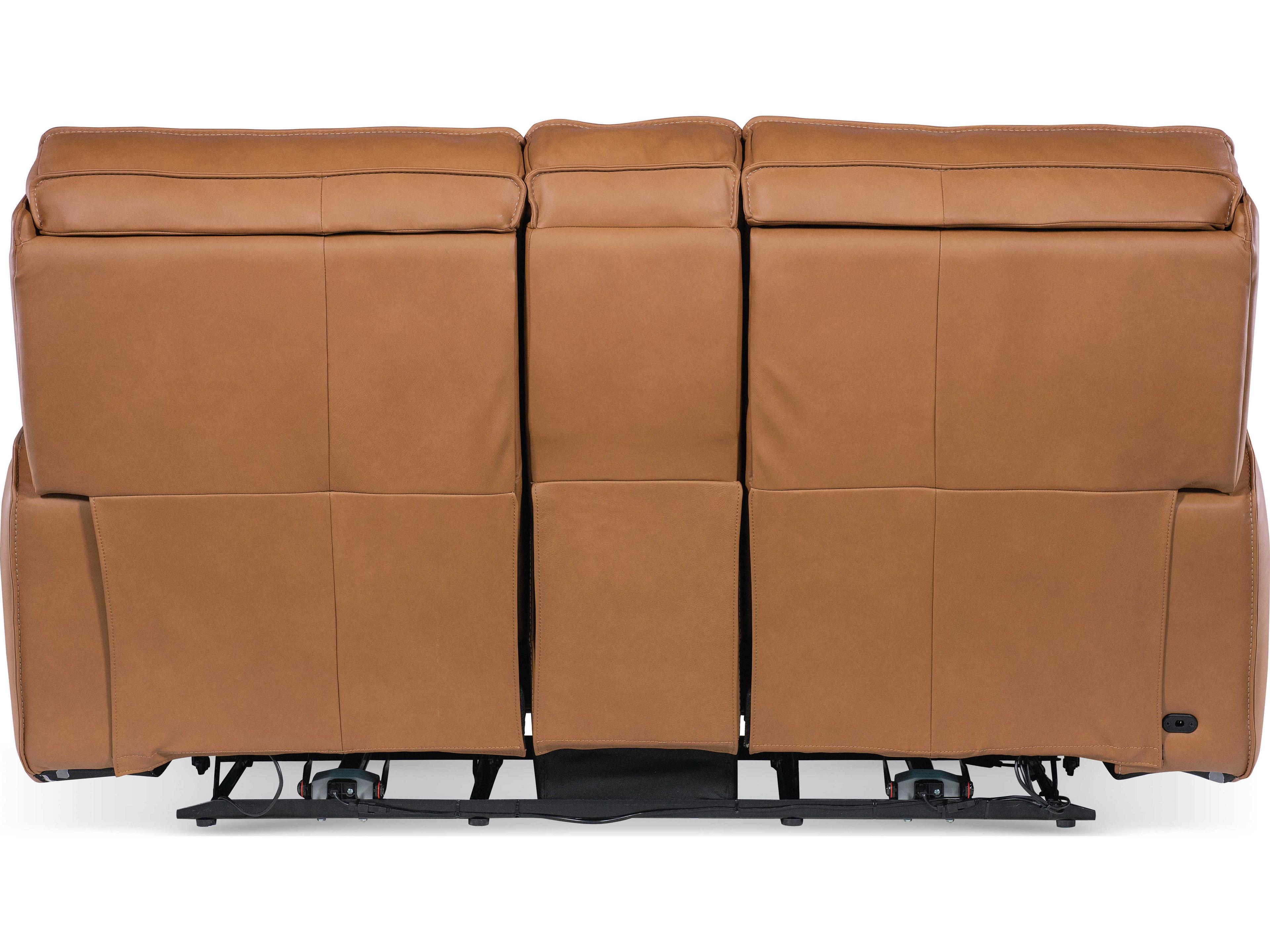 Hooker Furniture Miles Oslo Antelope Brown Leather Zero Gravity Power Console Loveseat with Power Headrest