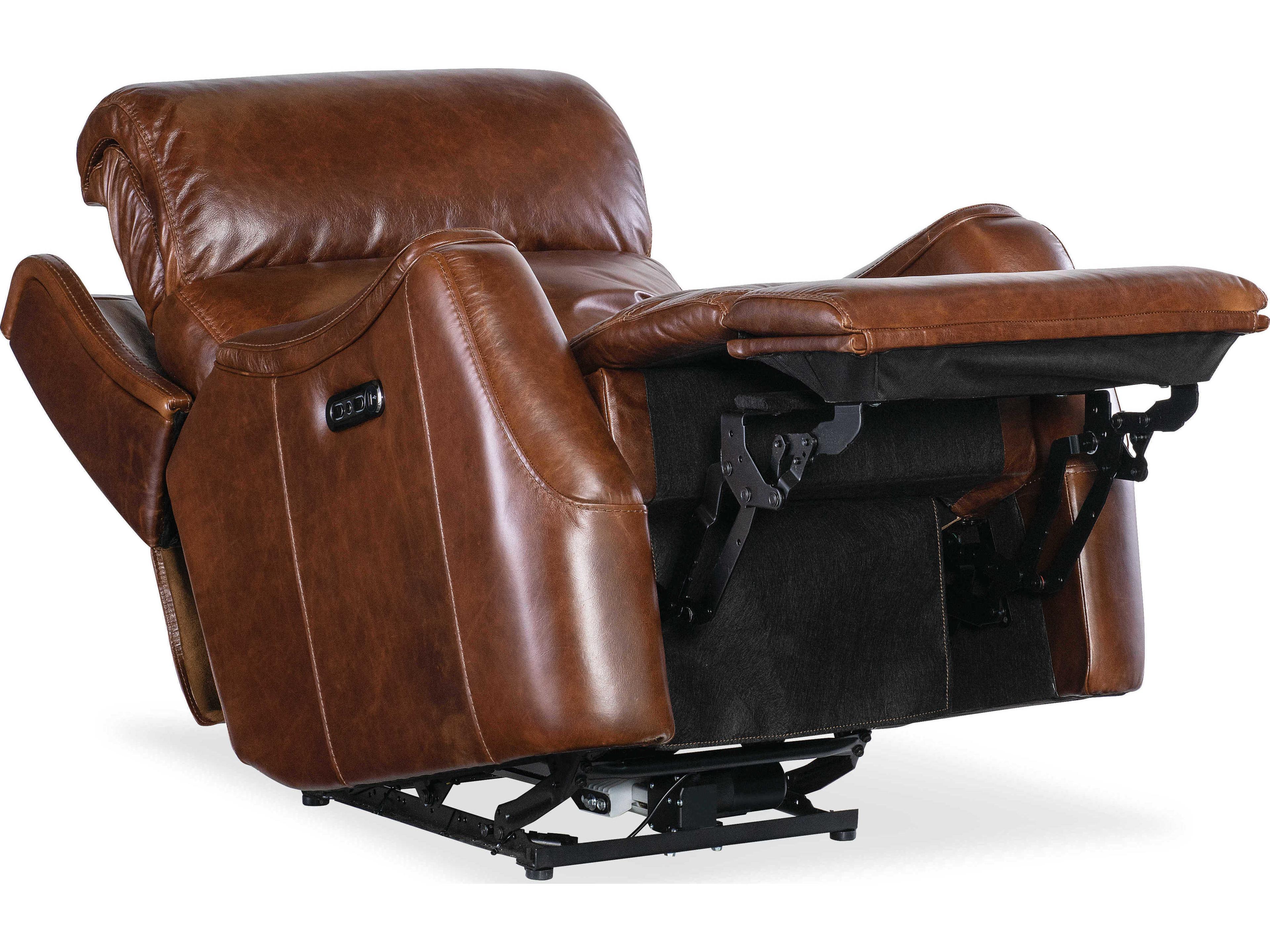 Hooker Furniture Harlan Carrington Walnut Brown Leather Zero Gravity Power Recliner with Power Headrest