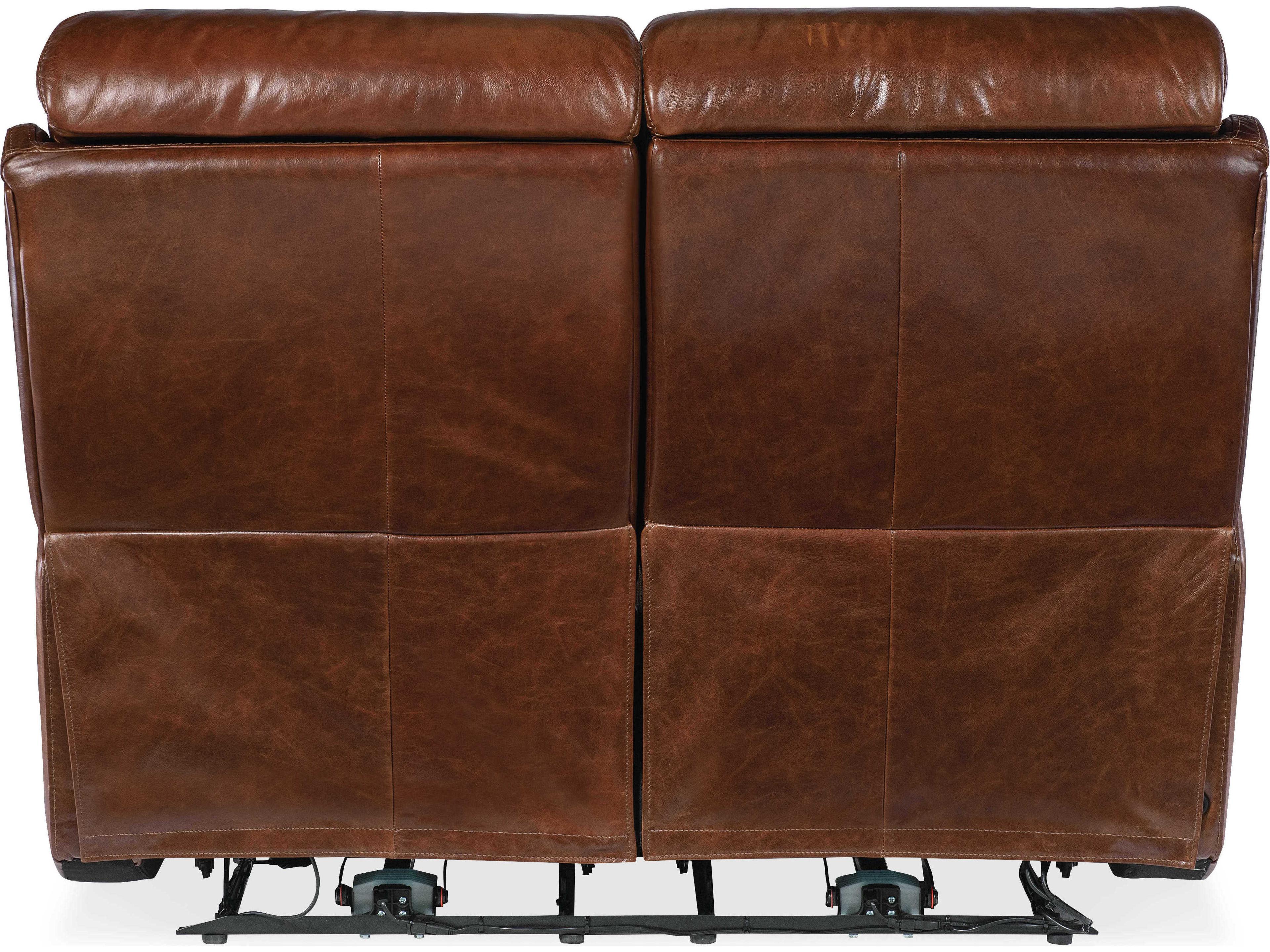 Hooker Furniture Harlan Carrington Walnut Brown Leather Zero Gravity Power Loveseat with Power Headrest