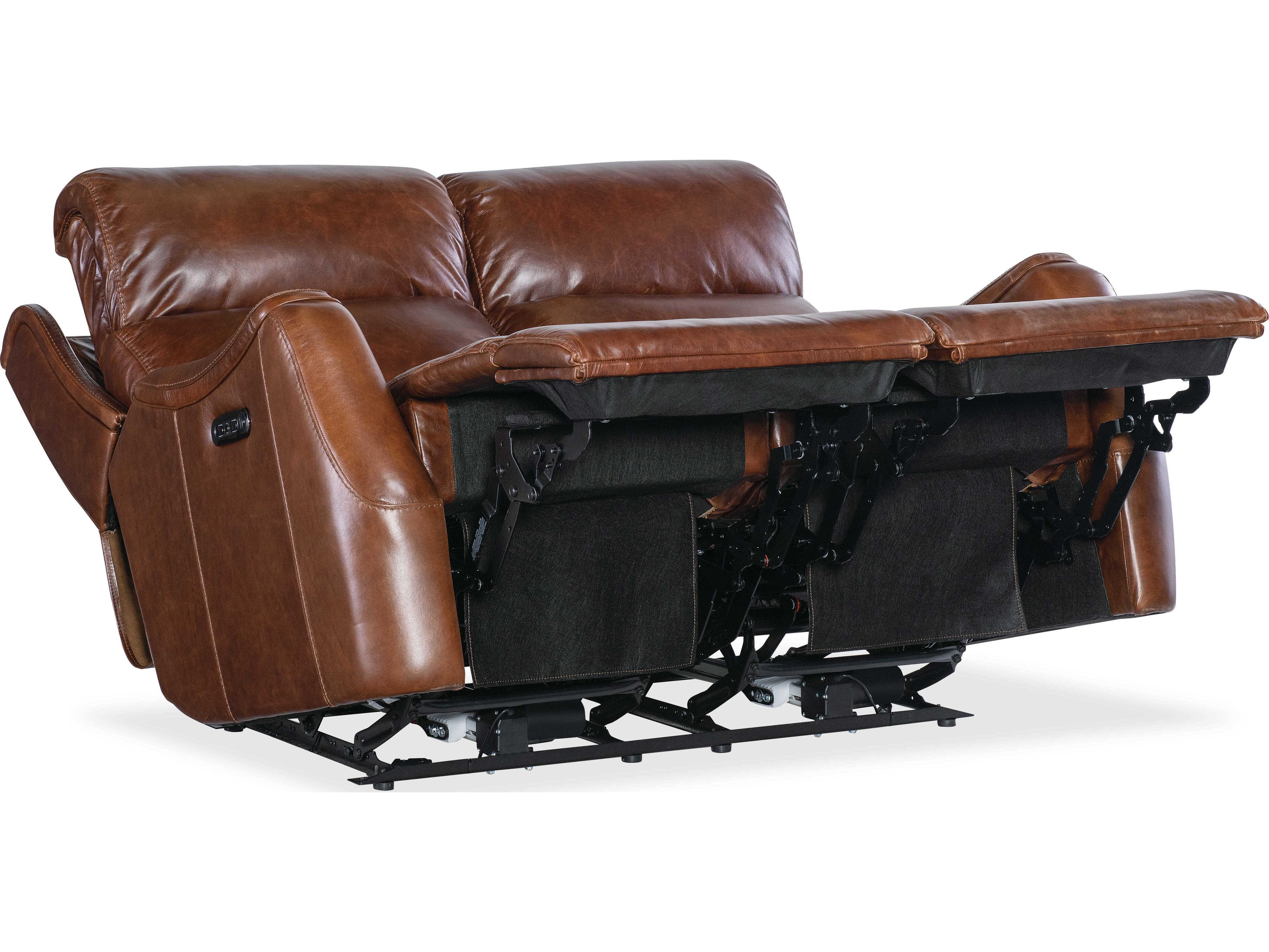 Hooker Furniture Harlan Carrington Walnut Brown Leather Zero Gravity Power Loveseat with Power Headrest