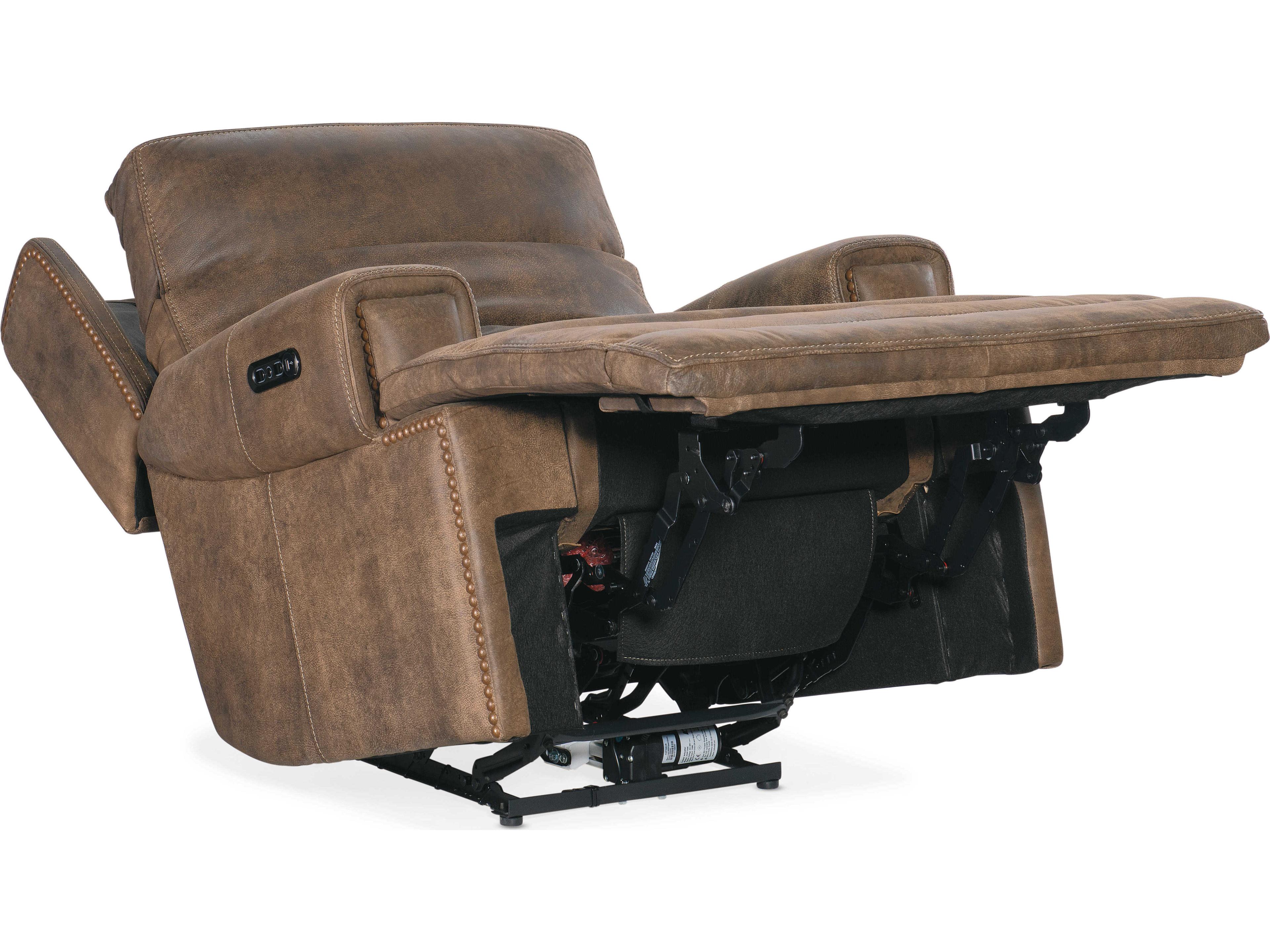 Hooker Furniture Wheeler Power Seville Timber Brown Leather Recliner with Headrest