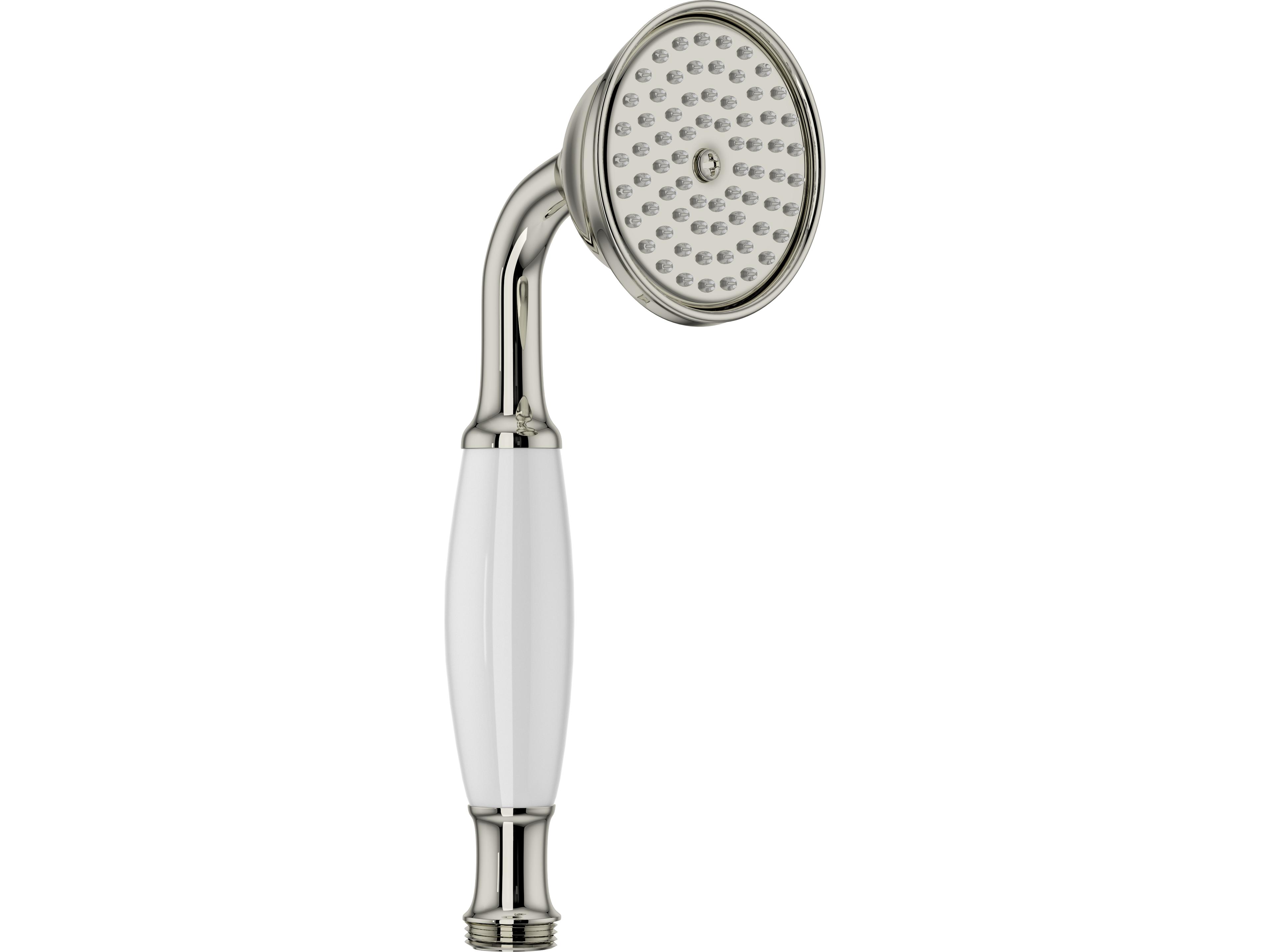 Polished Nickel Single Function Straight Handshower With Easy Clean Anti-Cal Spray Pattern