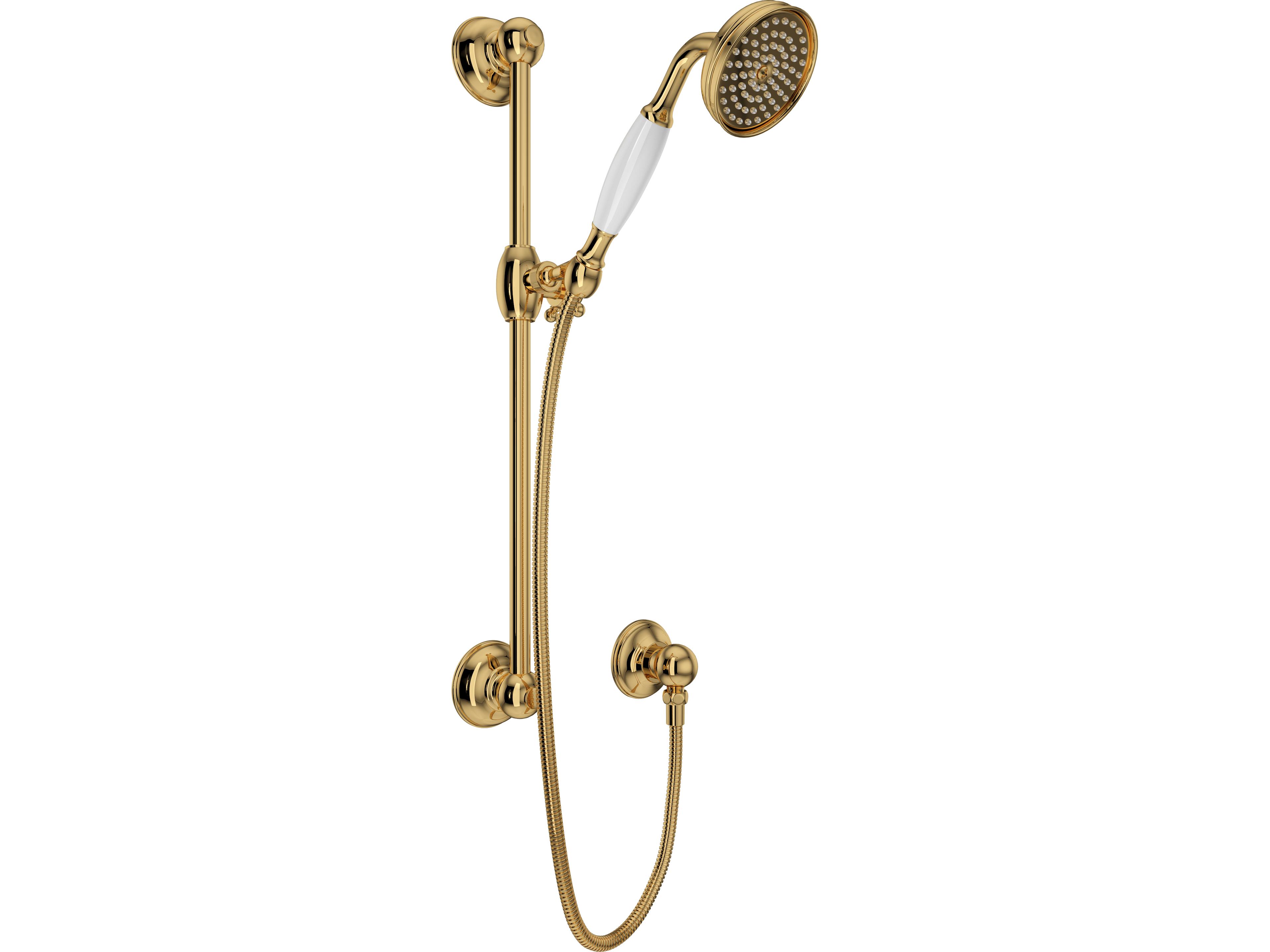 Handshower Set In Italian Brass With The Rail, Handshower,Hose And Wall Outlet