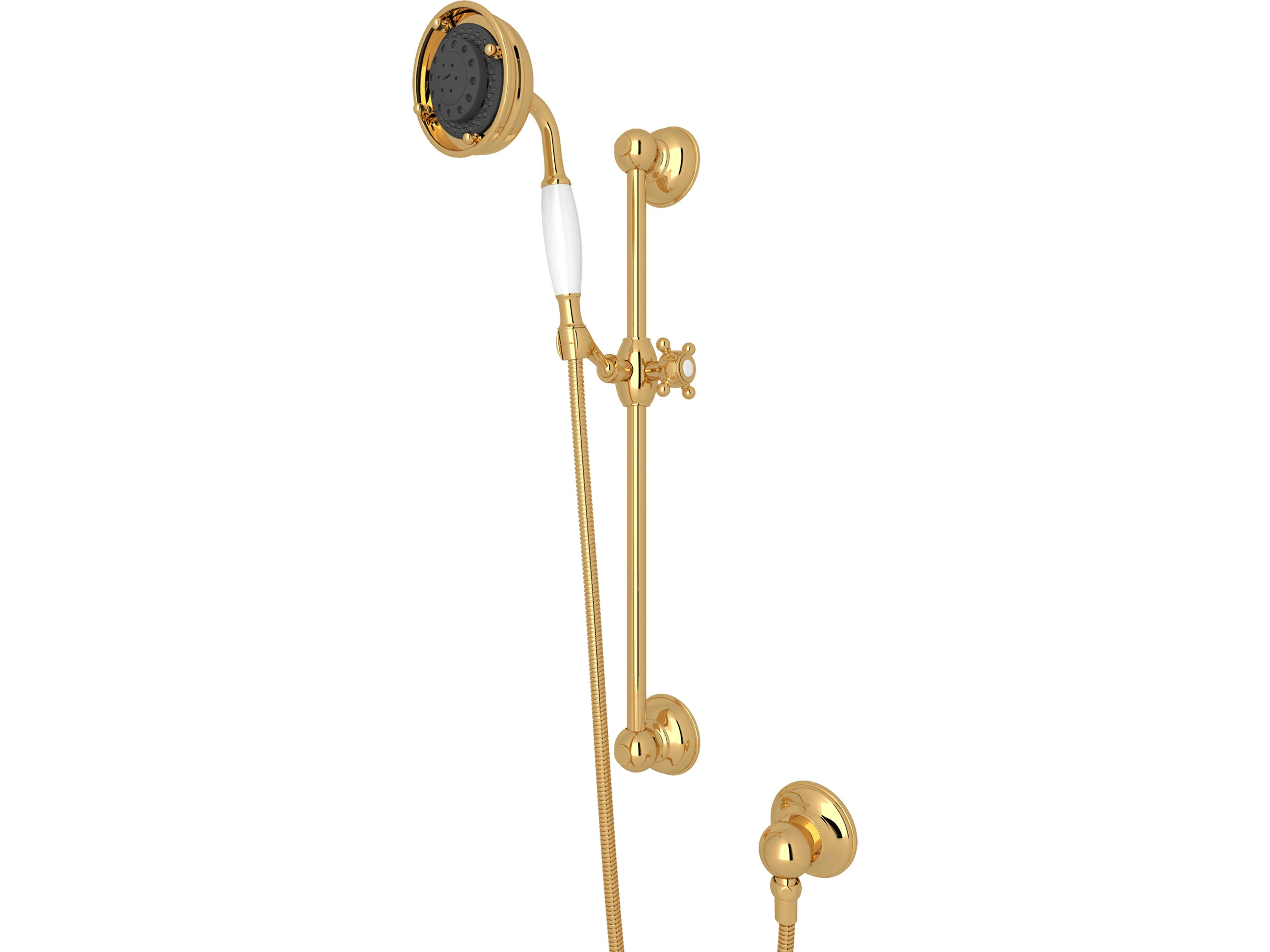 Handshower Set In Italian Brass With The Handshower, Hose And Wall Outlet