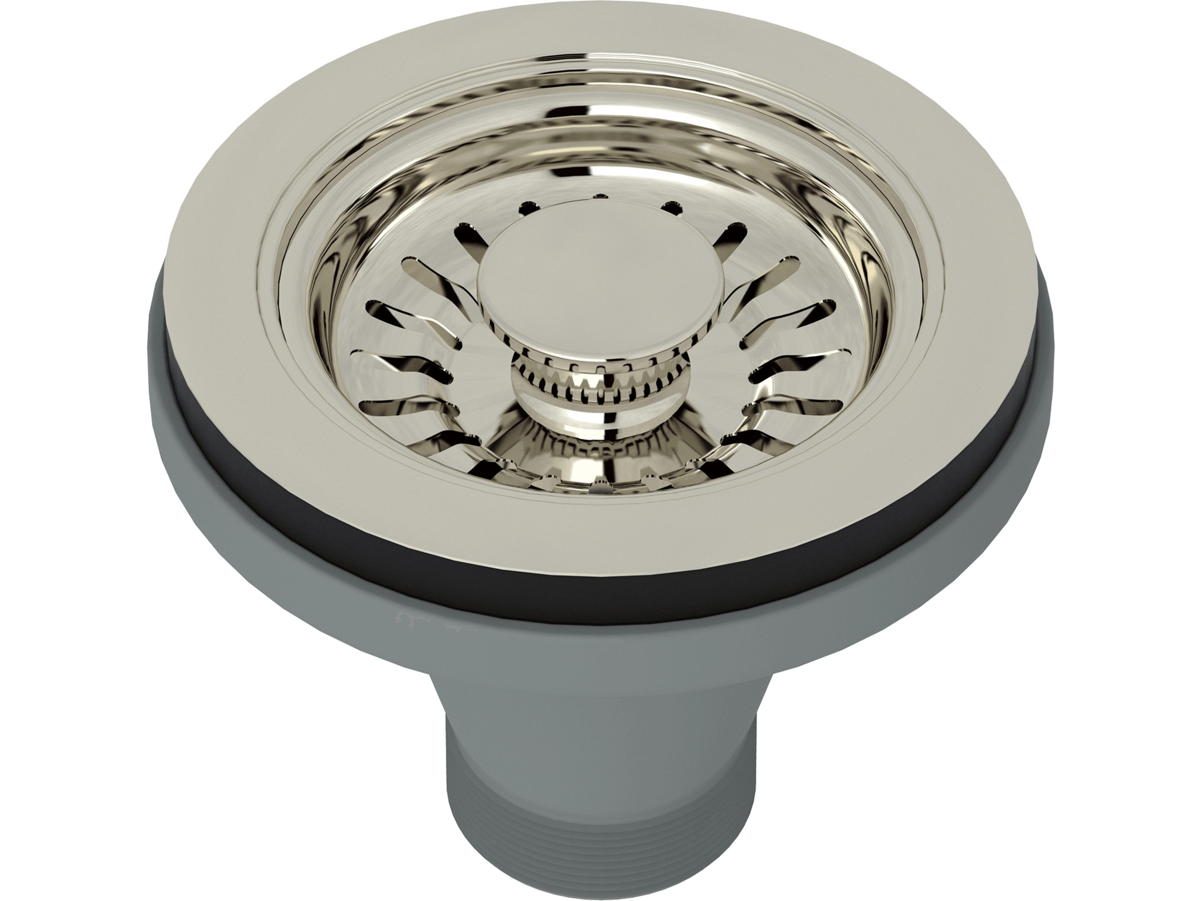 Basket Strainer Without Remote Pop-Up Pull Knob In Polished Nickel Manual Operation