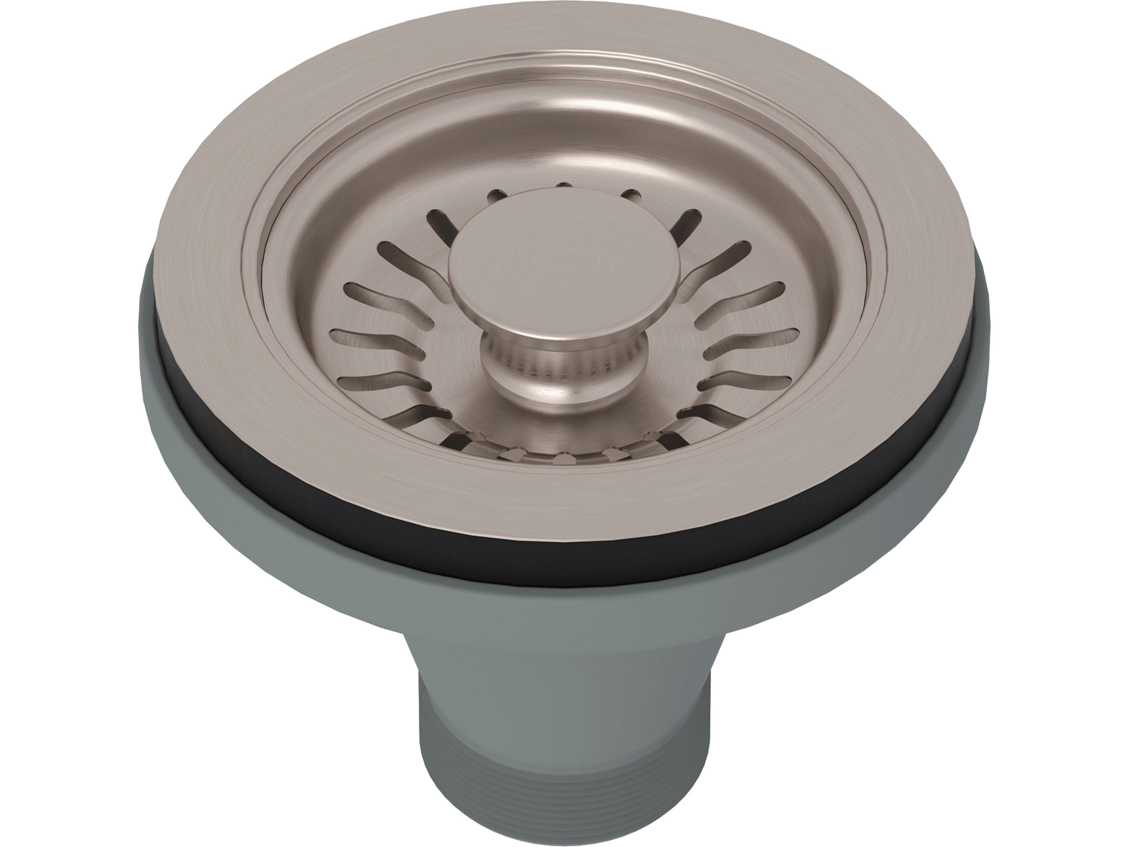 Basket Strainer Without Remote Pop-Up Pull Knob In Satin Nickel Manual Operation