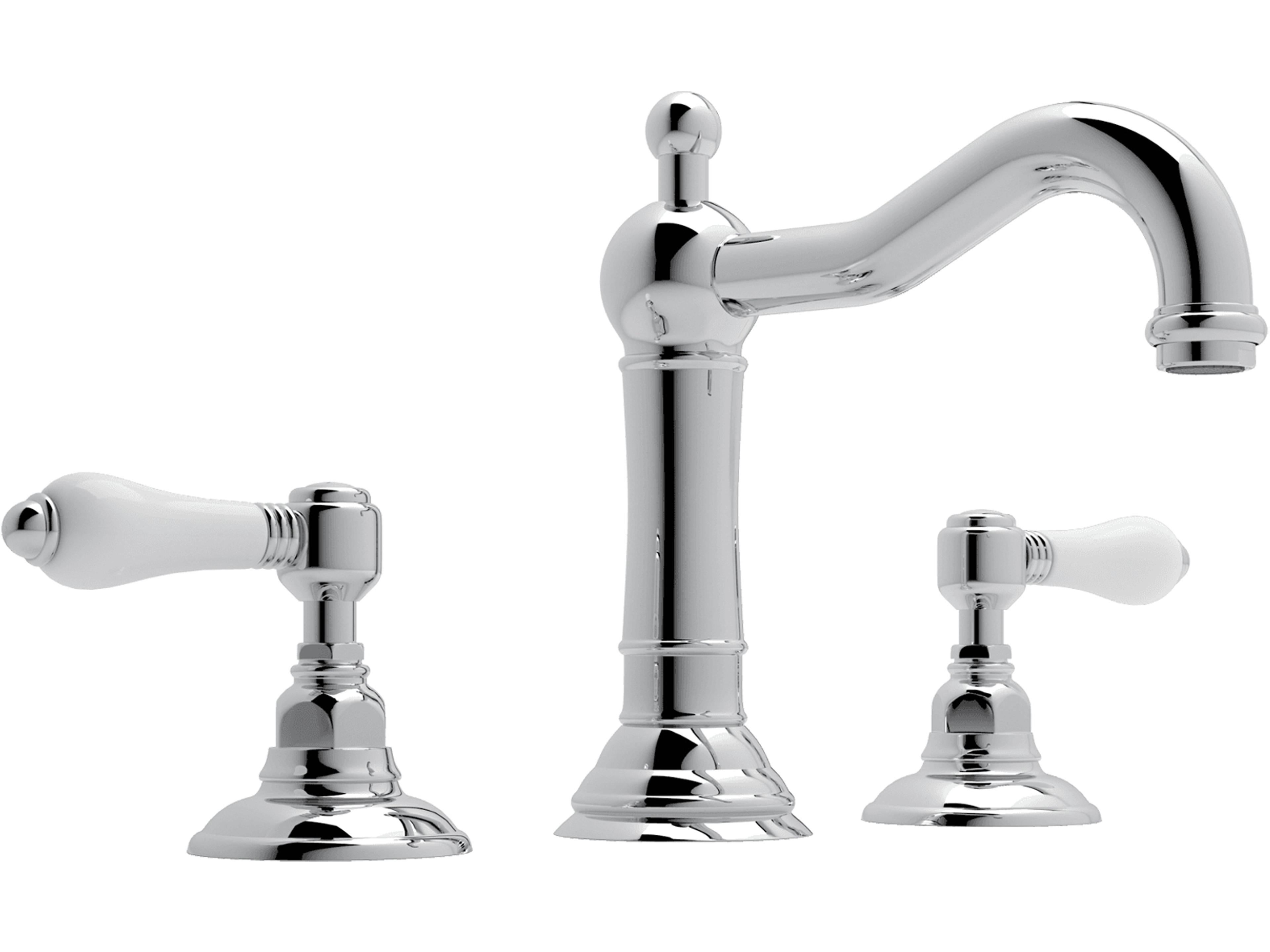 Acqui Italian Bath Widespread Lavatory Faucet in Polished Chrome with Porcelain Levers