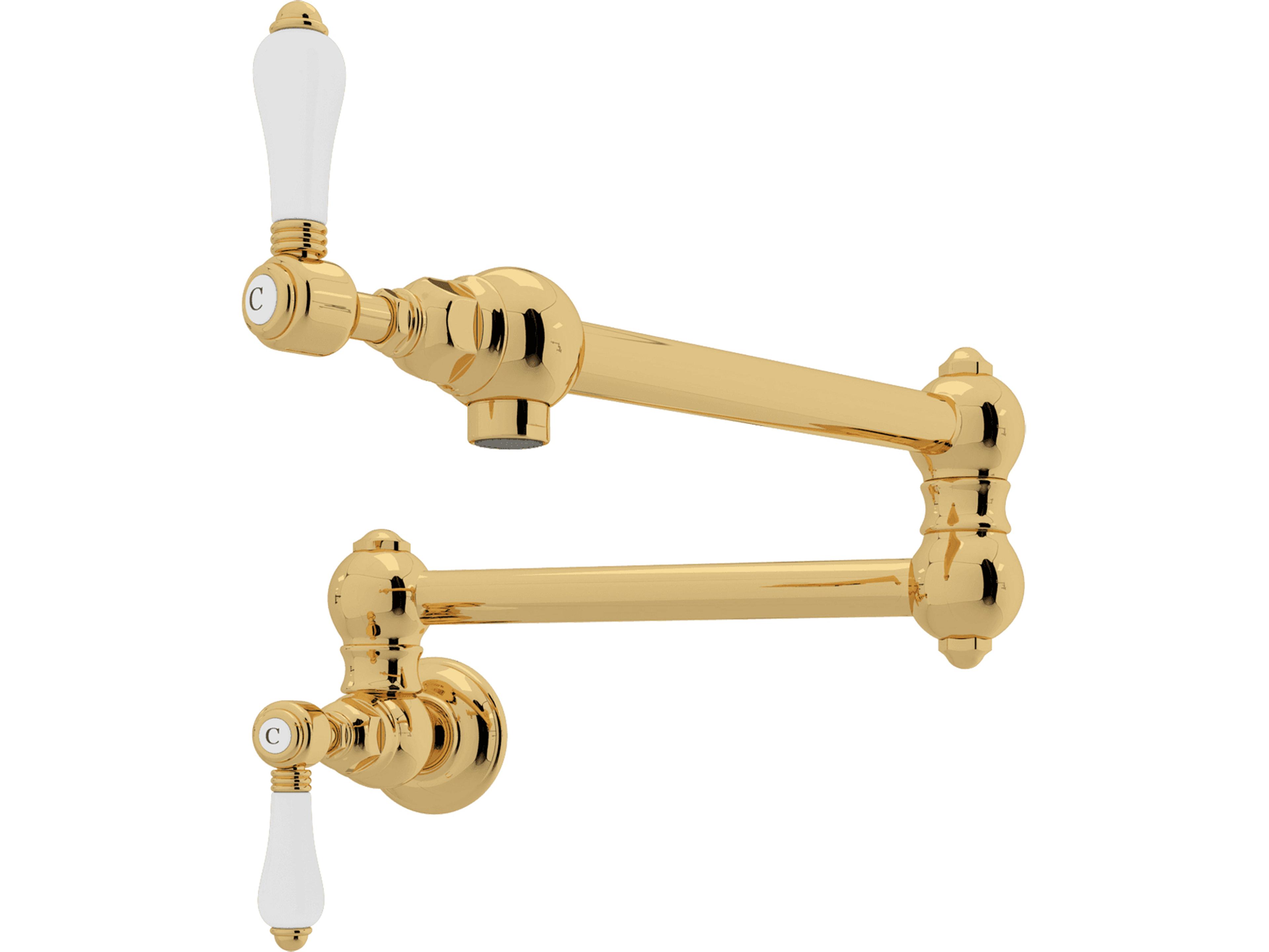 Italian Brass Kitchen Wall Mounted Swing Arm Fold Away Pot Filler