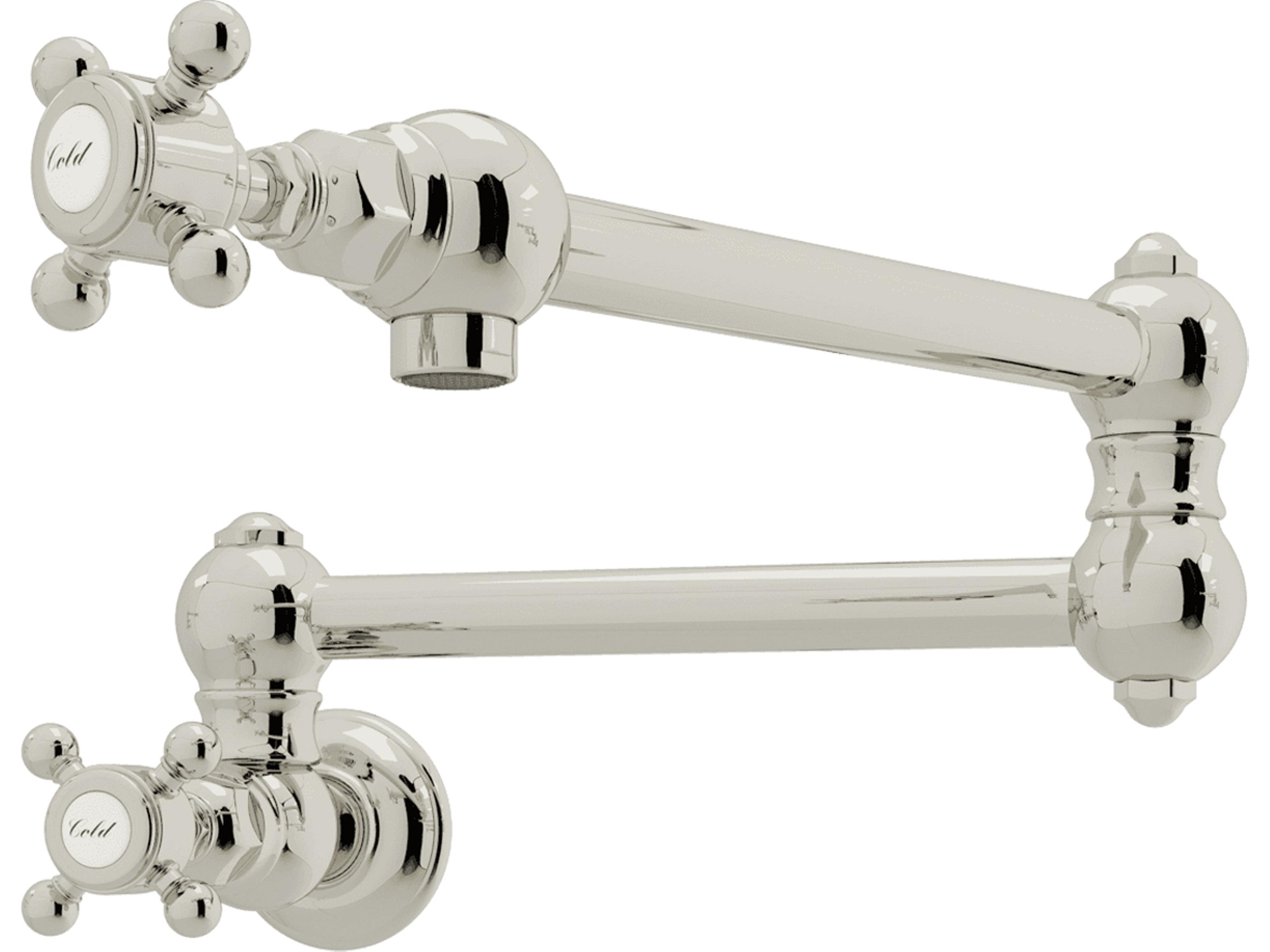 Kitchen Wall Mounted Swing Arm Fold Away Pot Filler In Polished Nickel