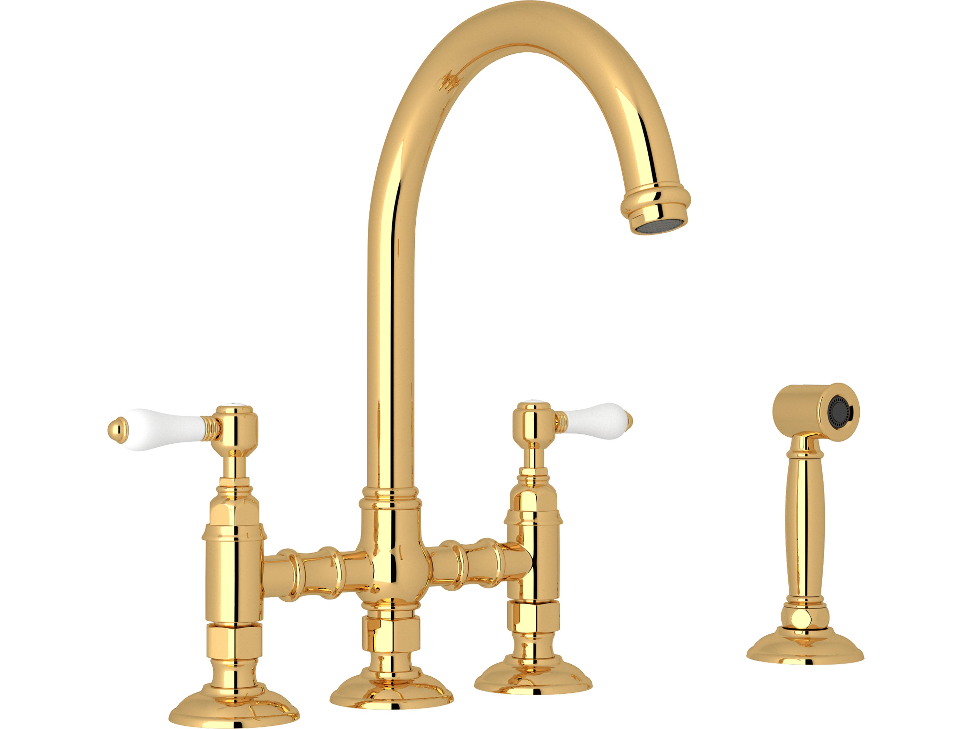 San Julio Faucet With Porcelain Levers Sidespray And C Spout In