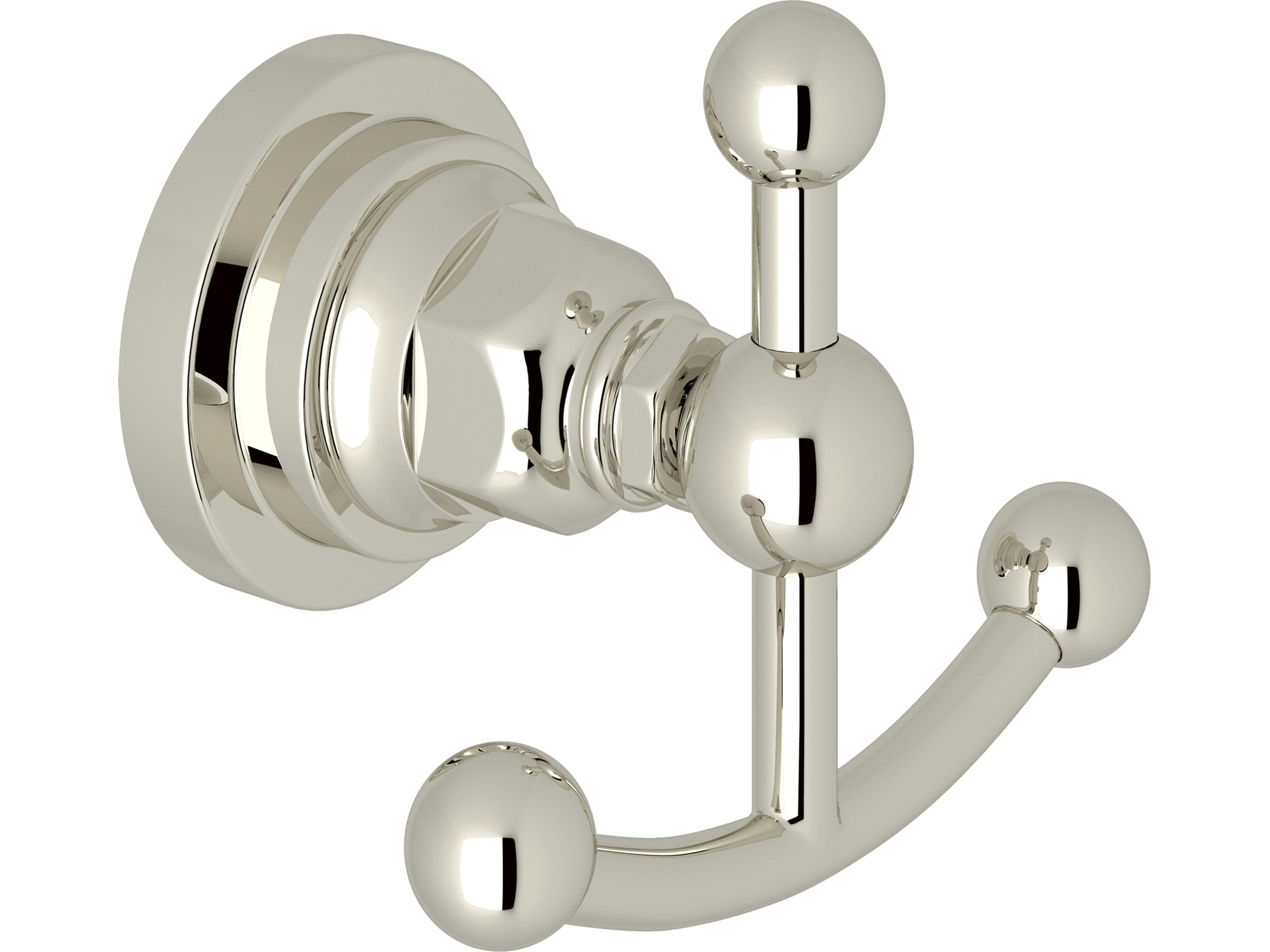 San Giovanni Wall Mounted Double Robe Hook Clothes Hanger In Polished Nickel