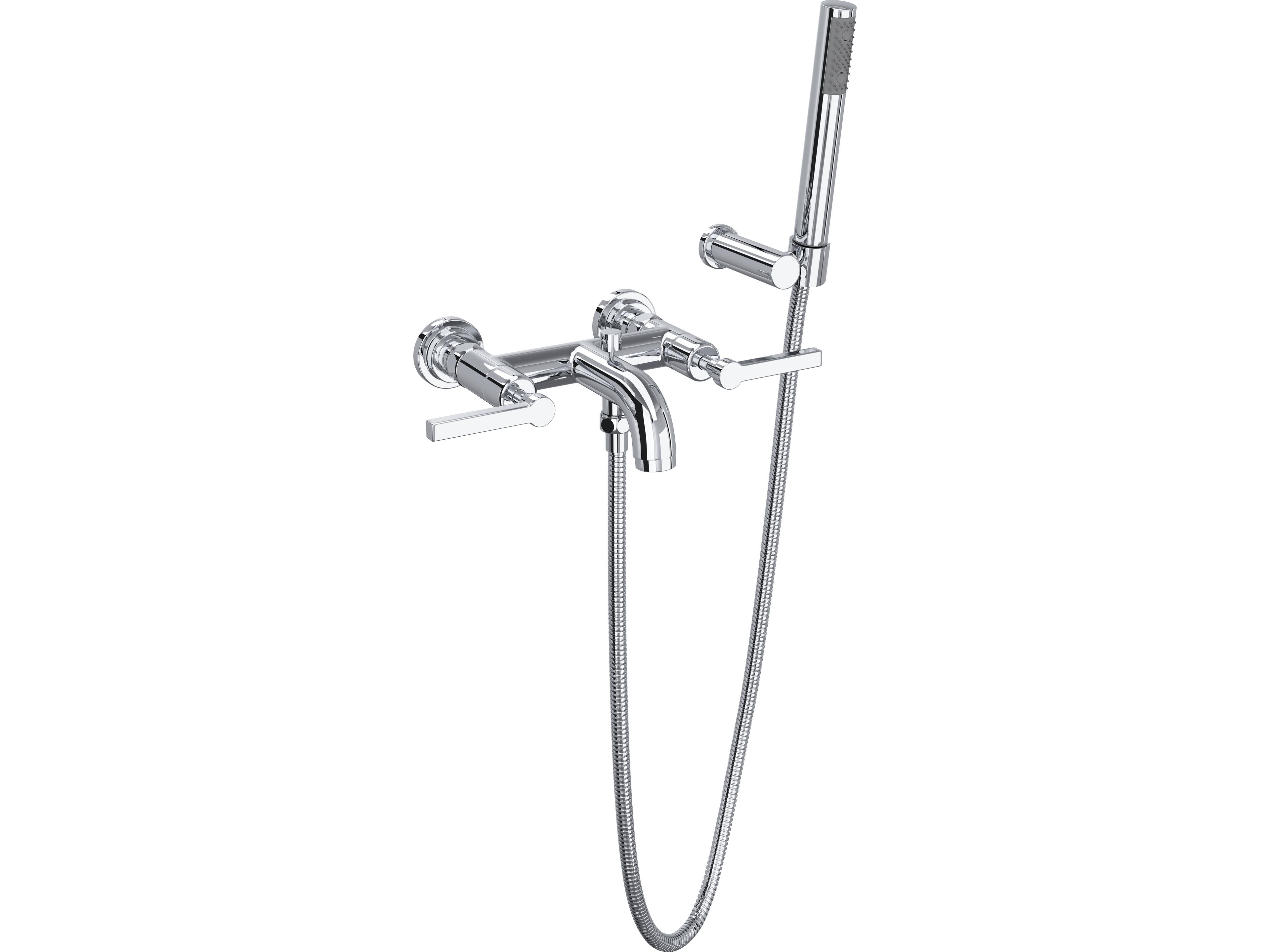 Lombardia Wall Mounted Tub Shower Mixer In Polished Chrome