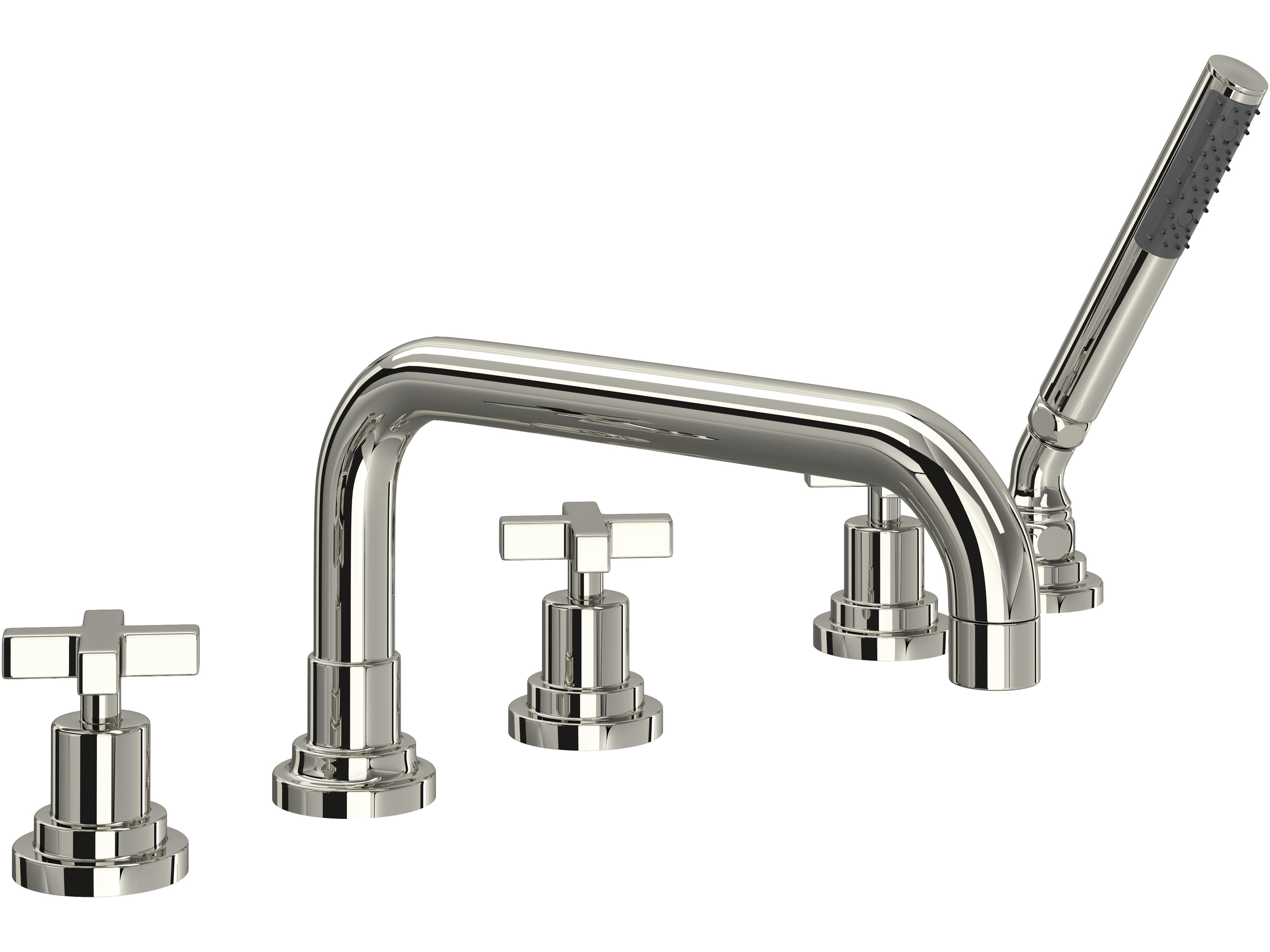 Lombardia Bath Five Hole Deck Mounted Tub Filler In Polished Nickel