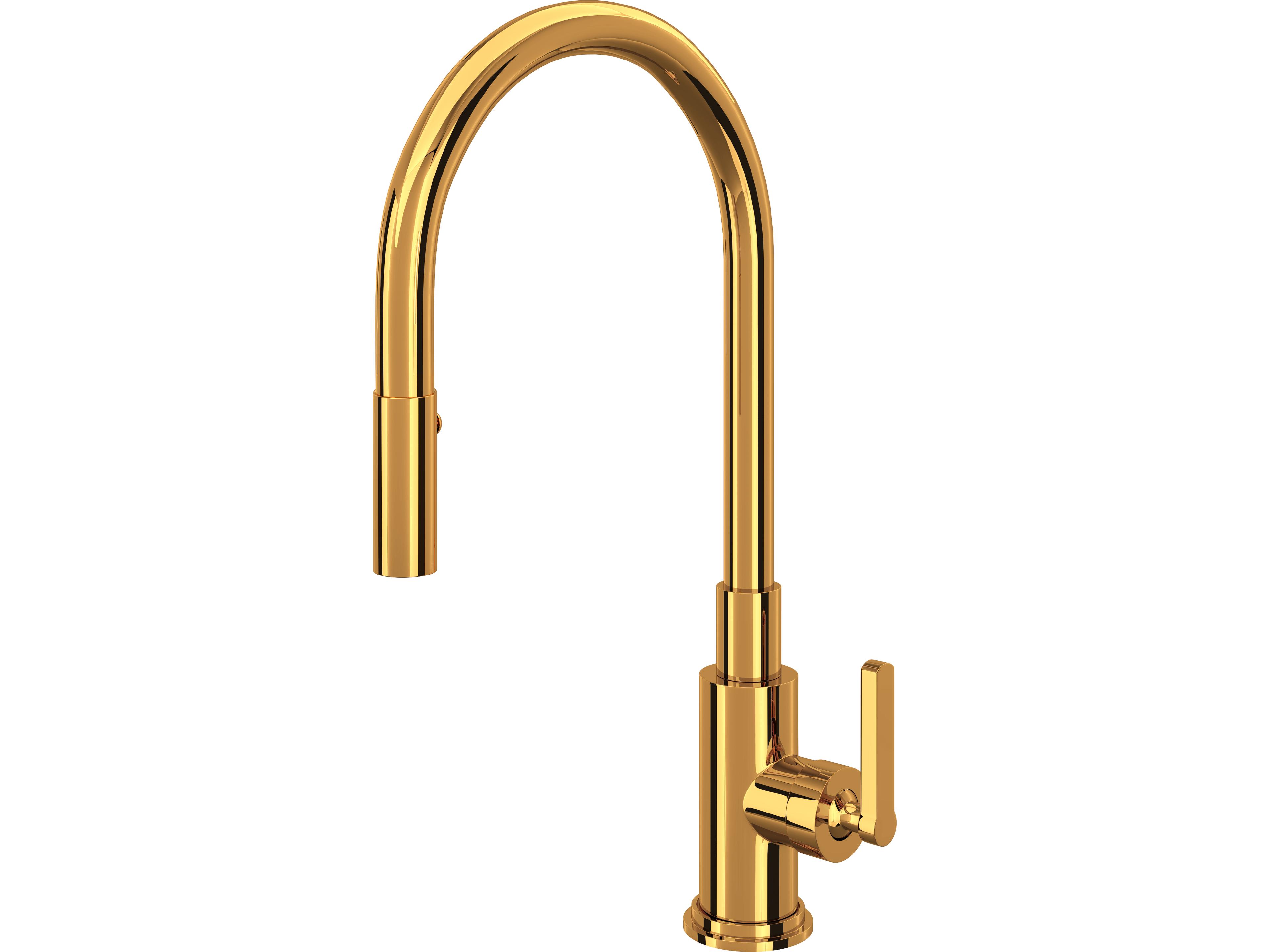 Lombardia Single Hole Pulldown Kitchen Faucet In Italian Brass
