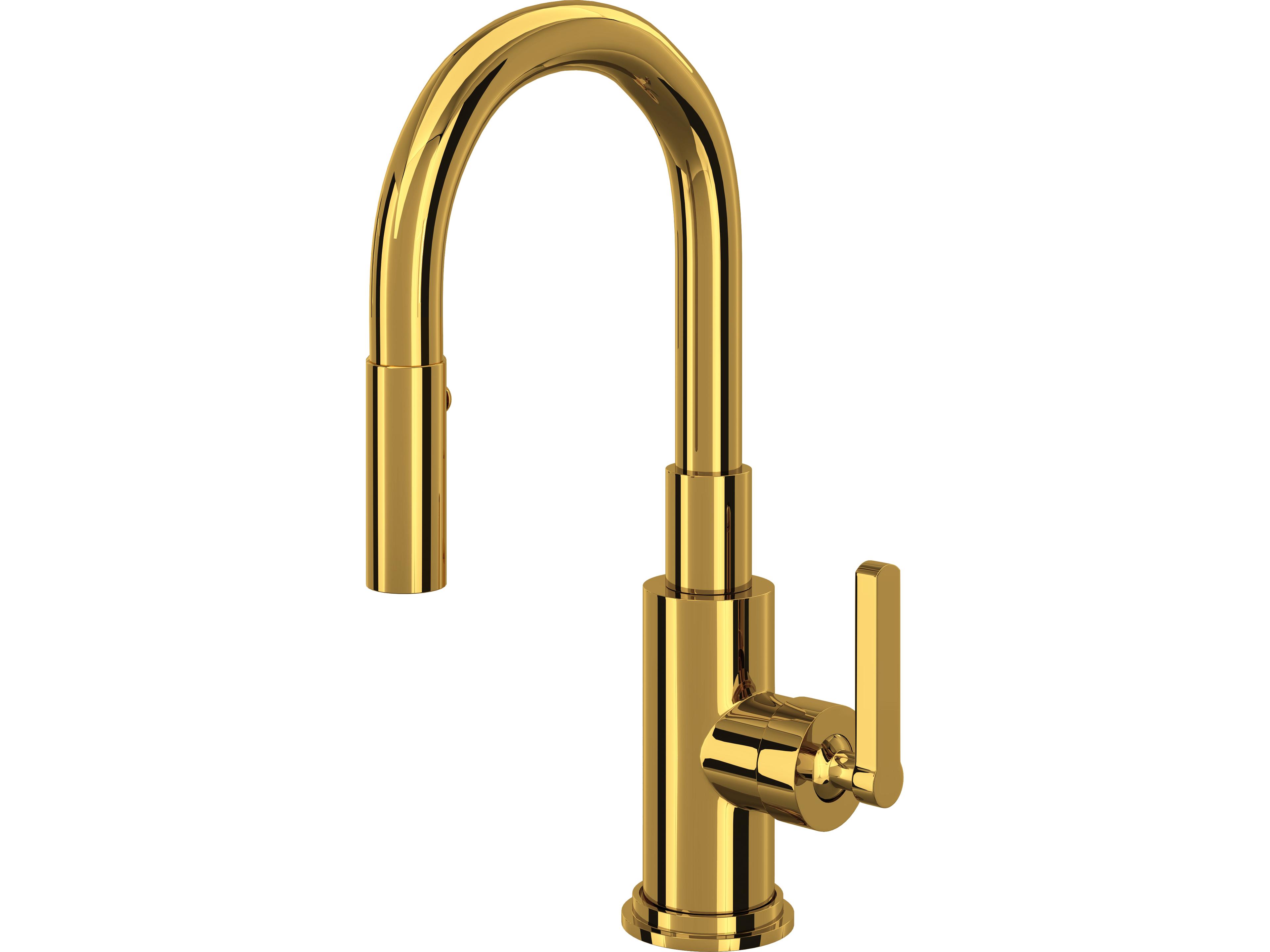 Lombardia Single Hole Pulldown Faucet In Unlacquered Brass