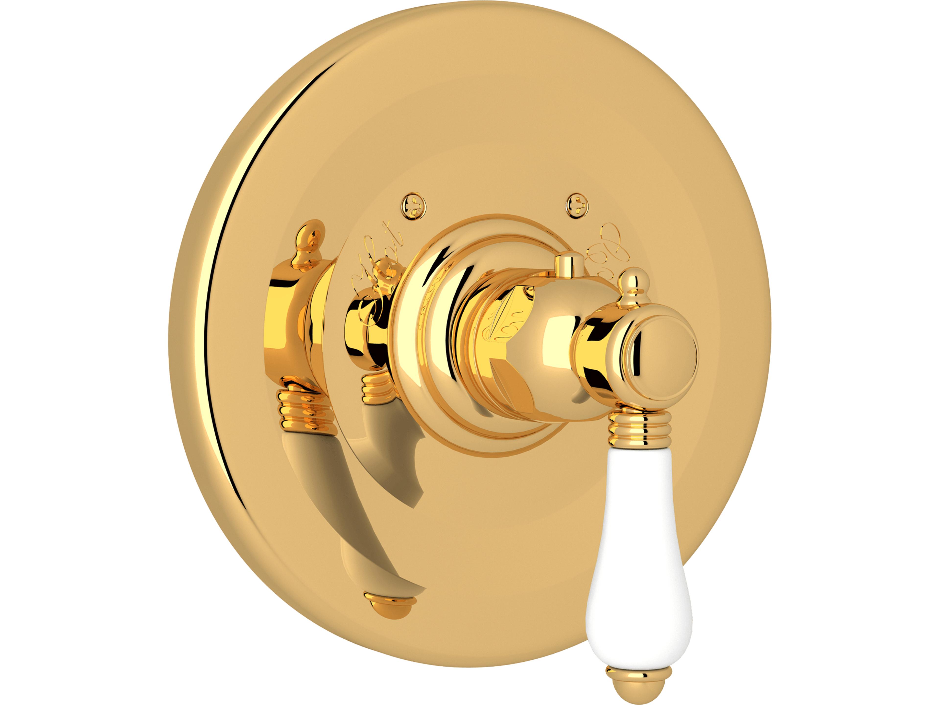 Italian Bath Trim Only Concealed Thermostatic Valve In Unlacquered Brass