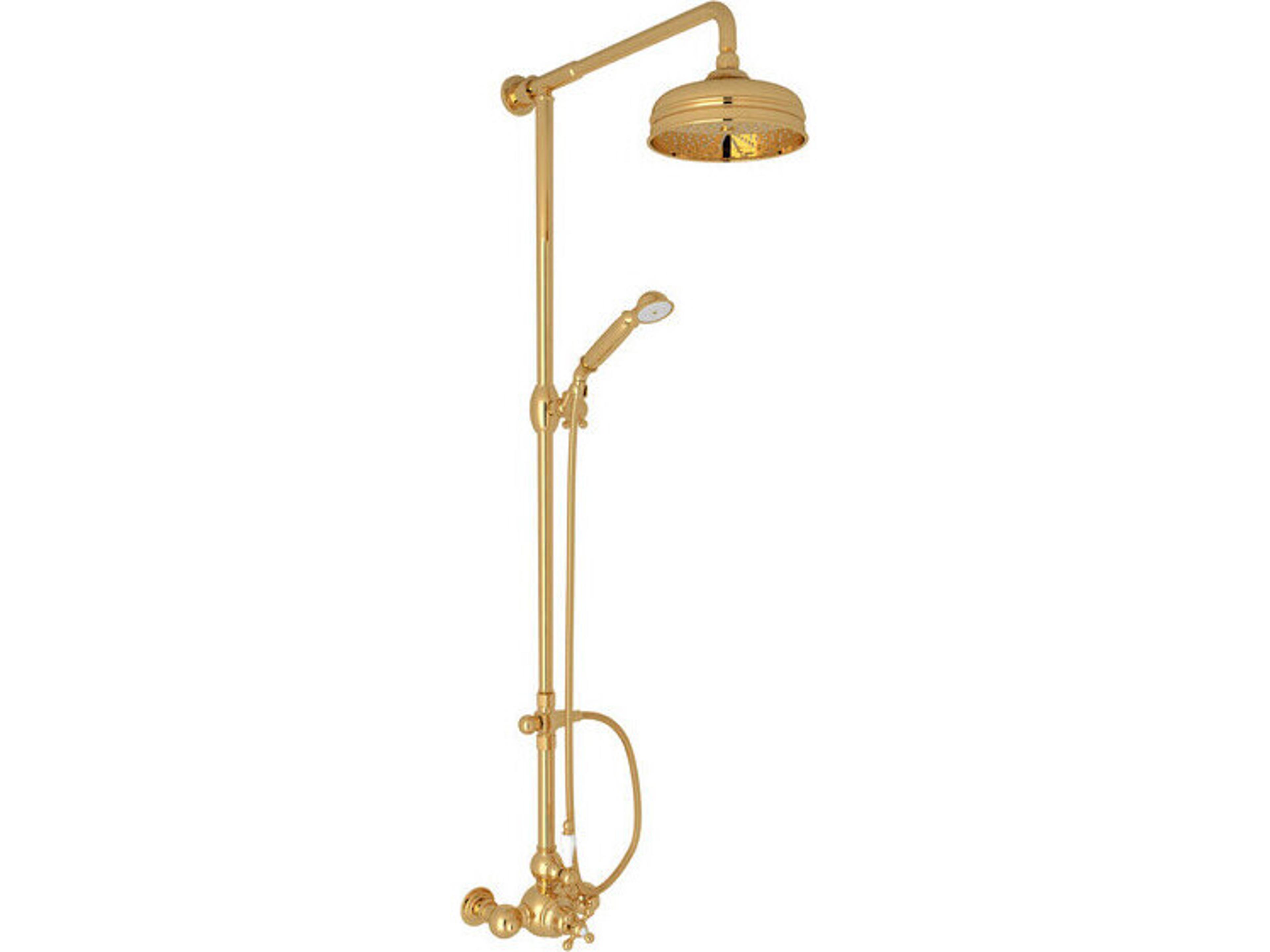 Arcana Exposed Thermostatic Shower System With Therm Valve Riser Diverter Handshower Hose Showerhead And Lever