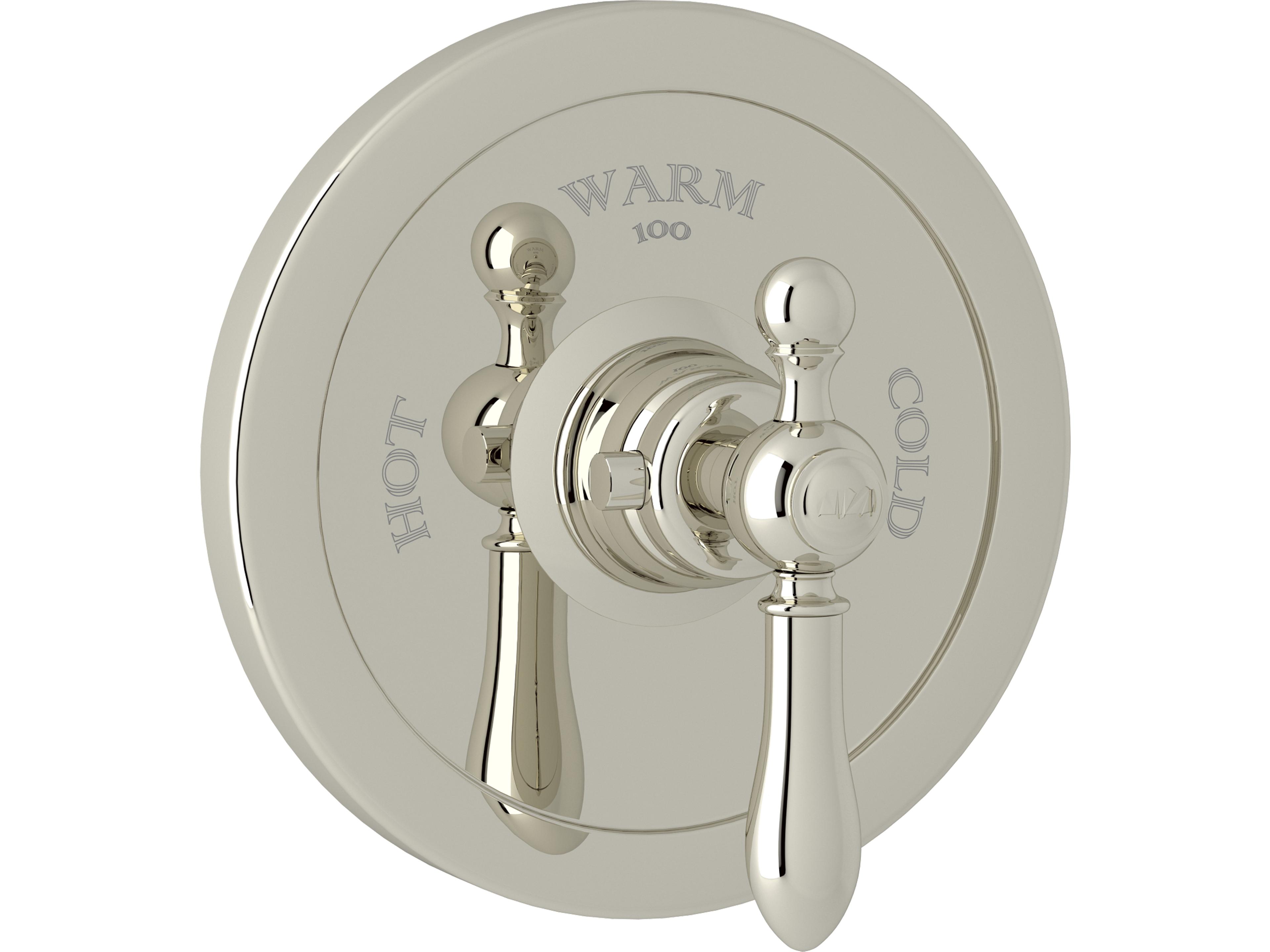 Arcana Trim Set In Polished Nickel With Lever Handle And No Rough Body To Concealed Thermostatic Mixer Valve