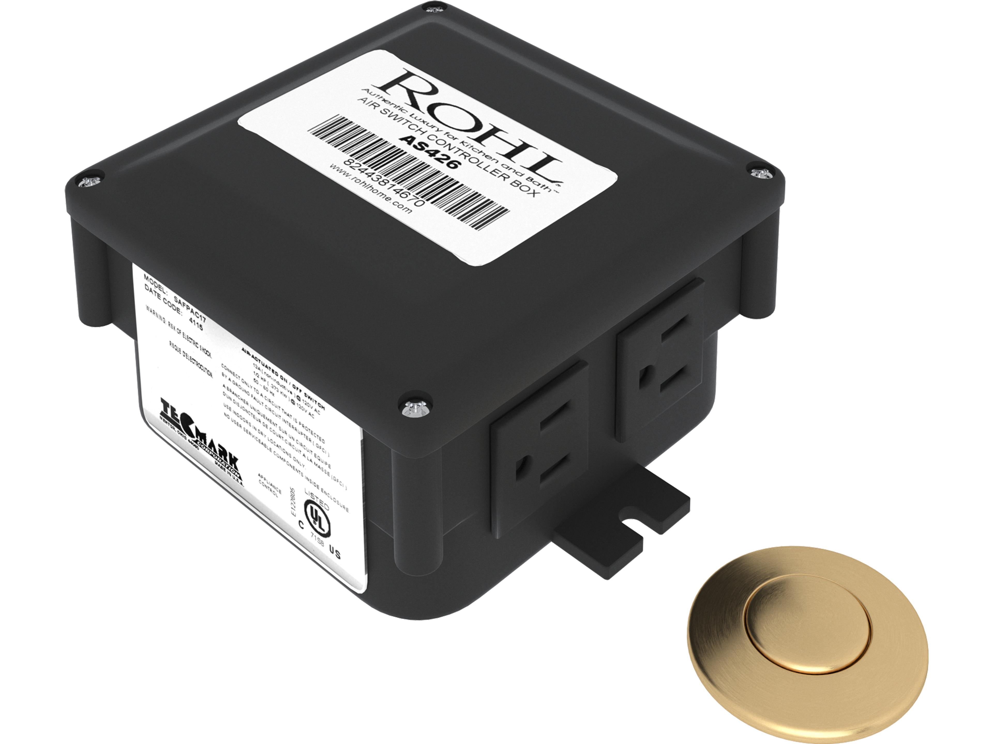 Air Activated Switch Button With Control Box For Waste Disposal in Satin English Gold