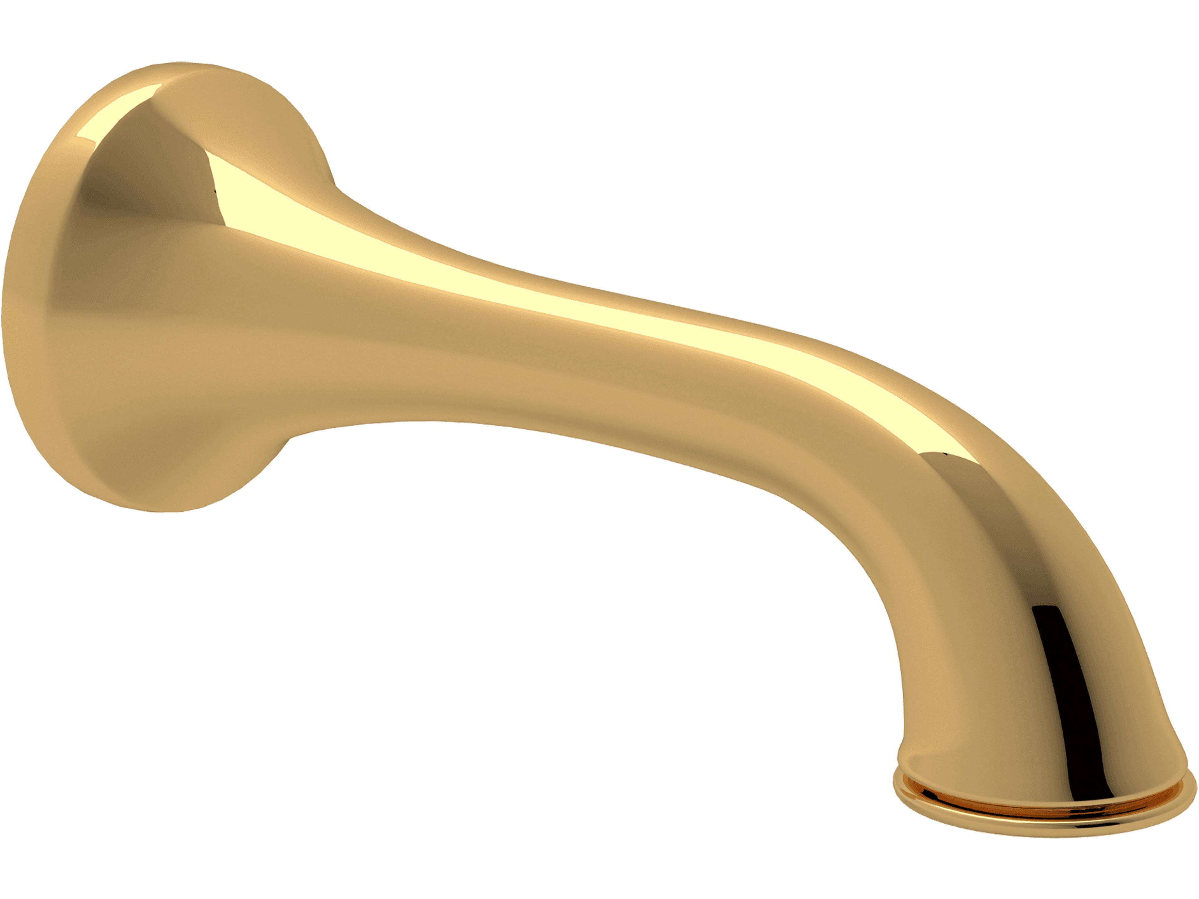 Rohl Wall Mounted Tub Spout In Unlacquered Brass 