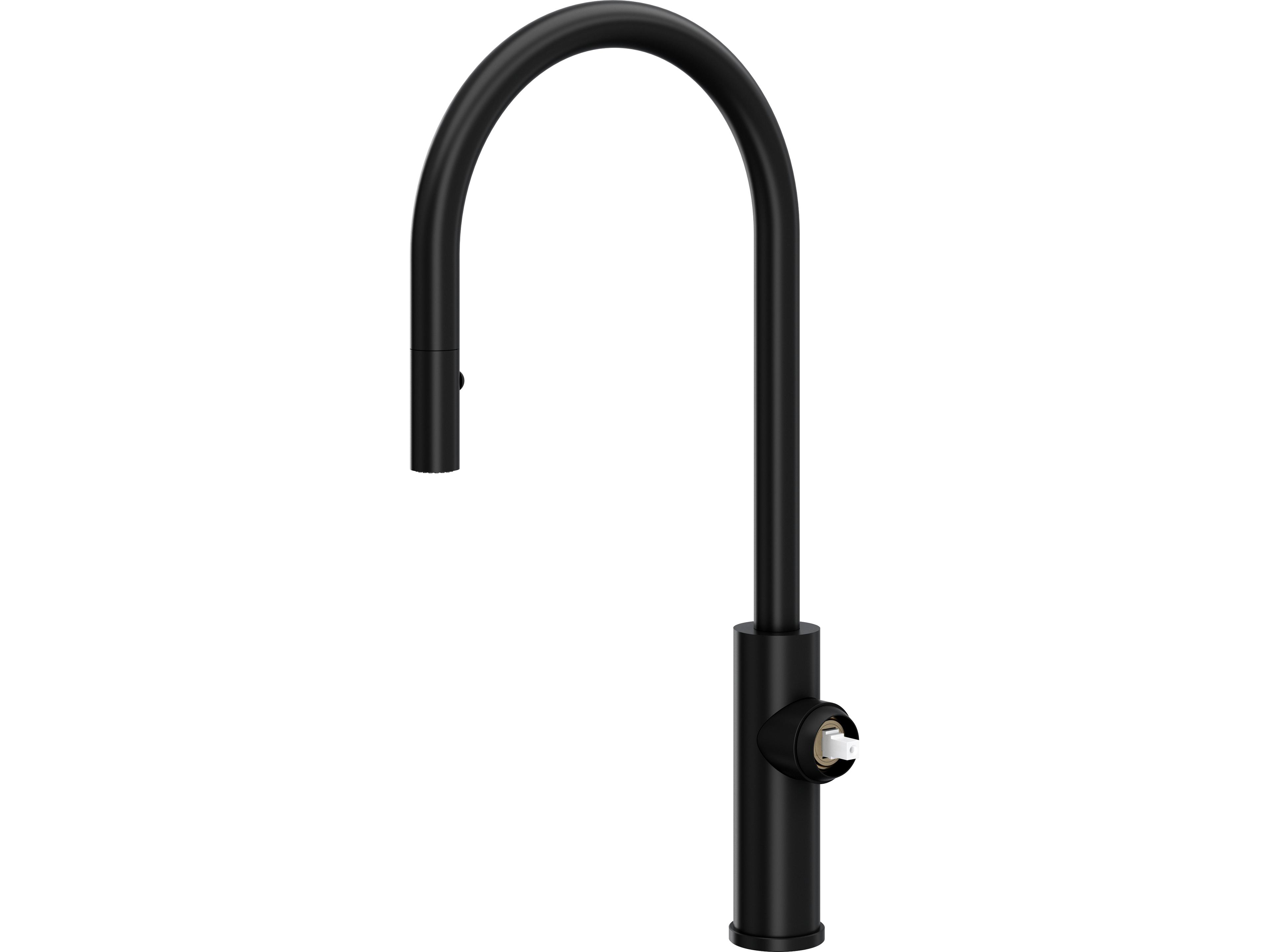 Eclissi Matte Black Pull-Down Kitchen Faucet with C-Spout - Less Handle
