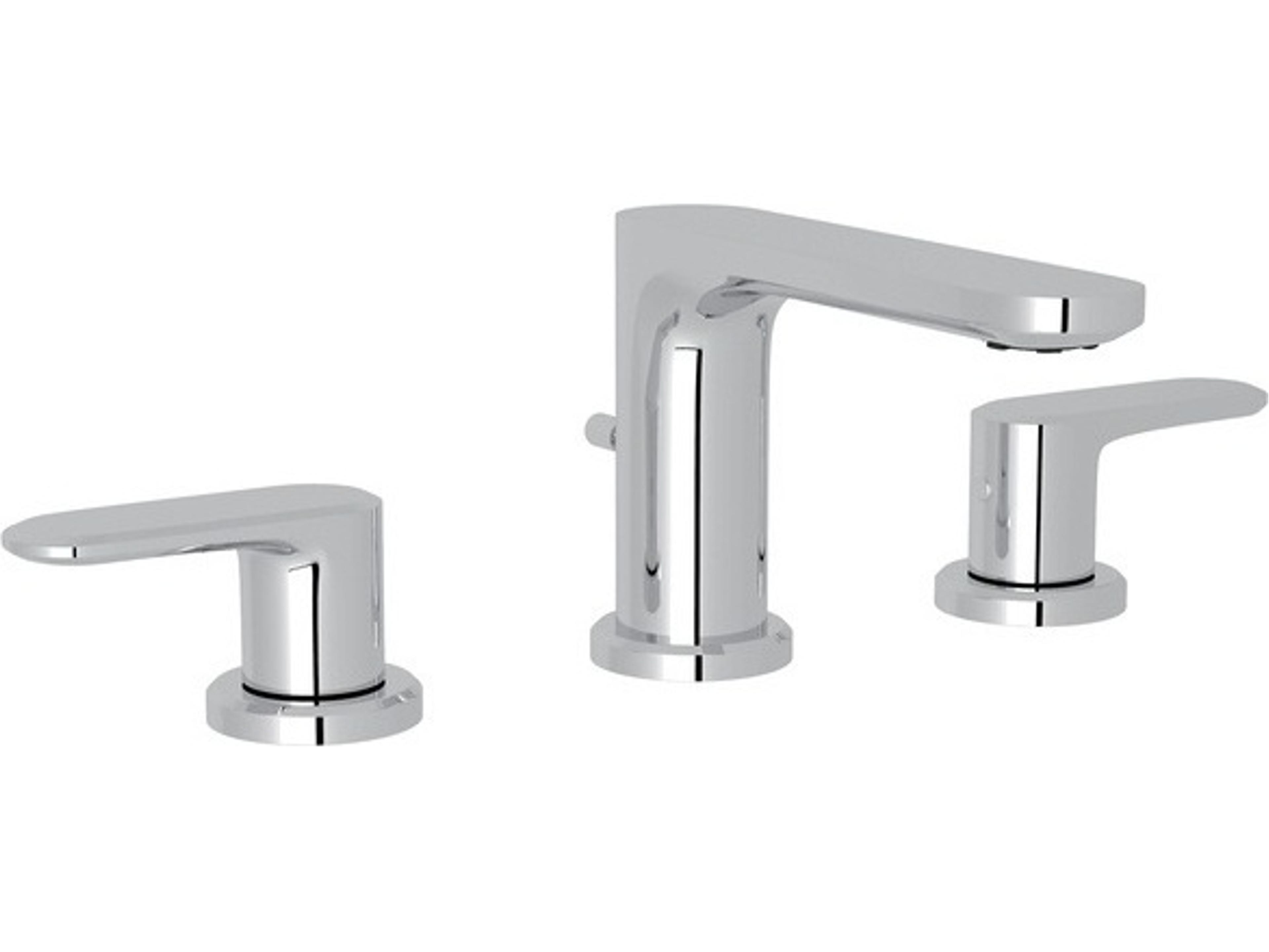 Meda Polished Chrome Three Hole Deck Mounted Widespread Lavatory Faucet