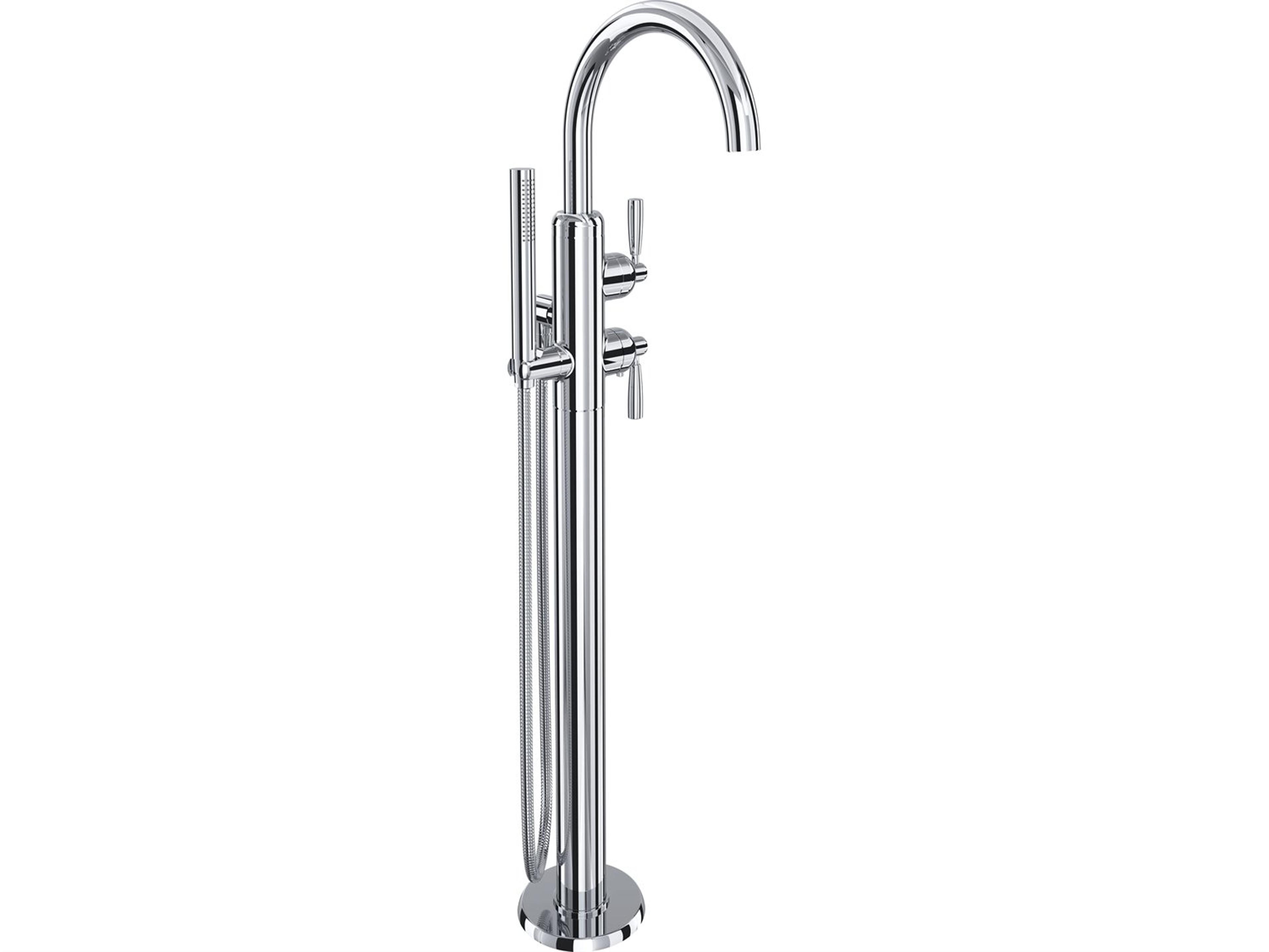 Holborn Polished Chrome Single Hole Floor Mount Tub Filler Trim with C-Spout