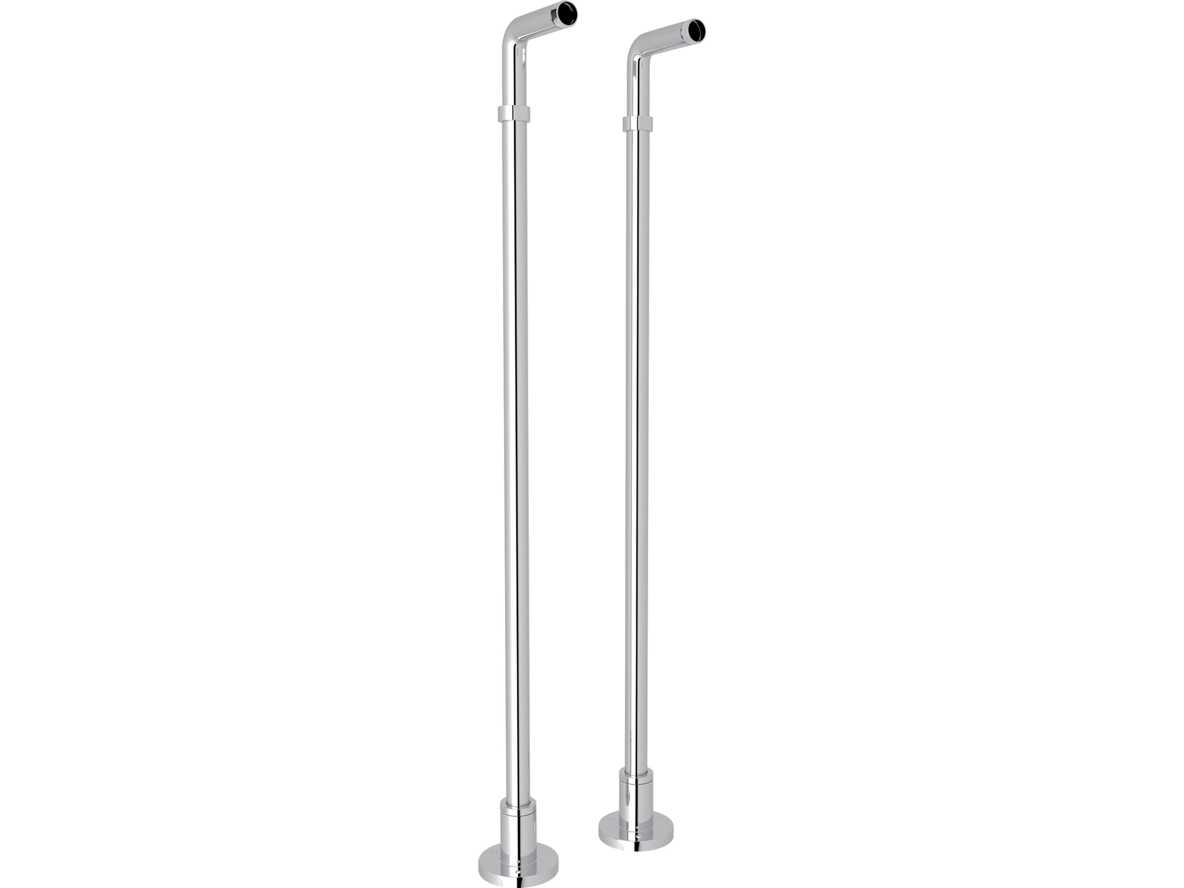 Polished Chrome Pair Of Floor Pillar Legs Or Supply Unions 34 7/8 Height For Exposed Tub Filler Mixers