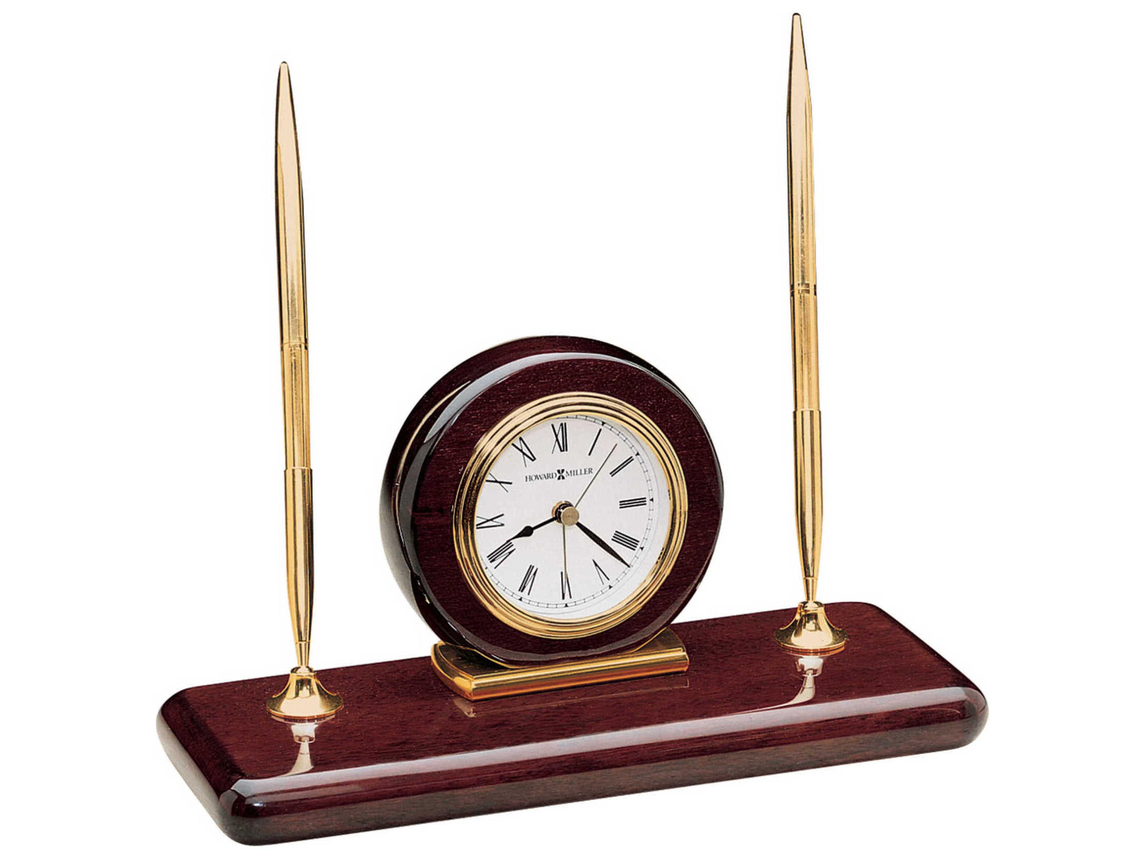 Rosewood High Gloss Desk Set Round Clock