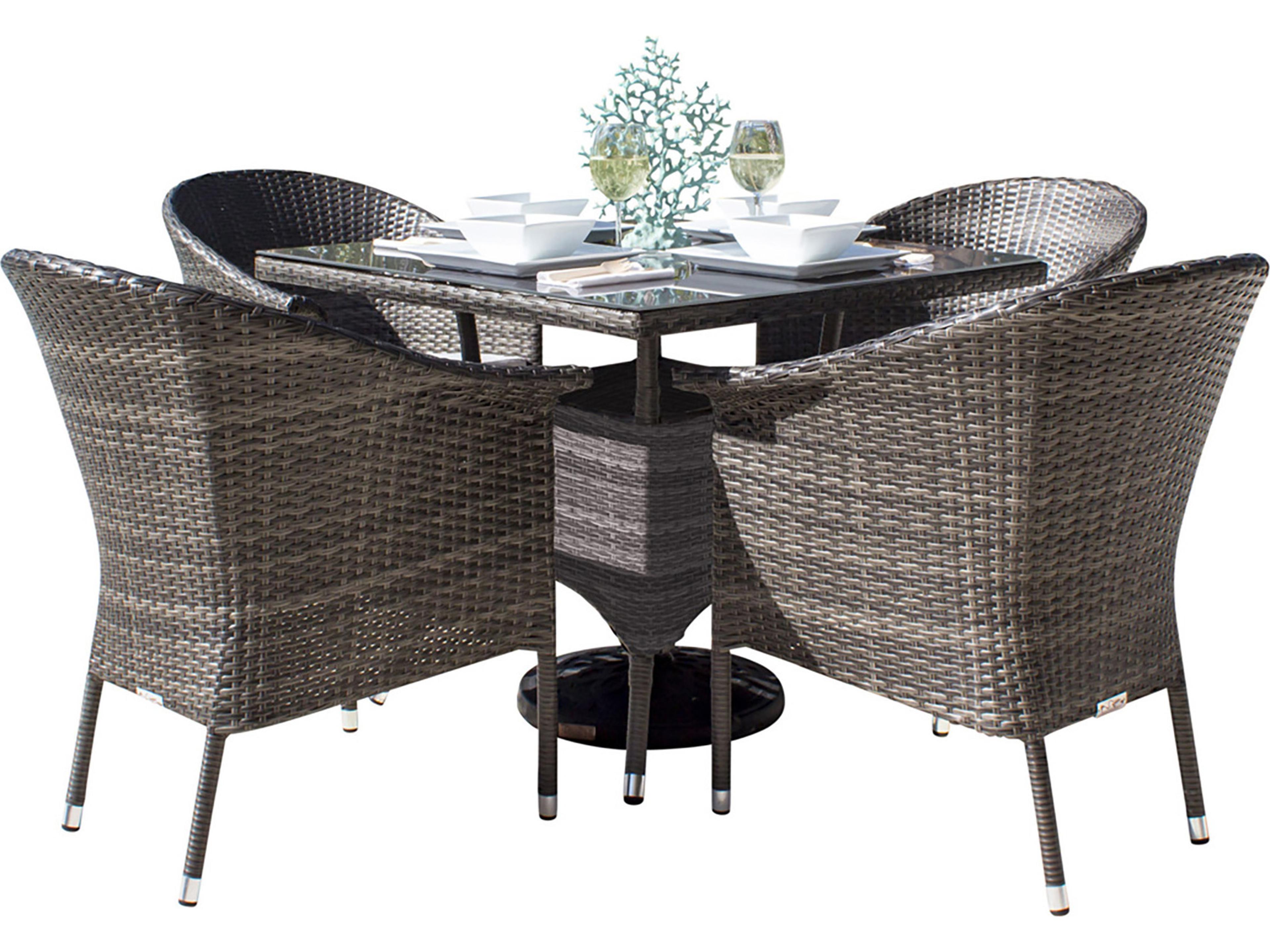Ultra Grey Woven 5 Piece Dining Set with Cushions