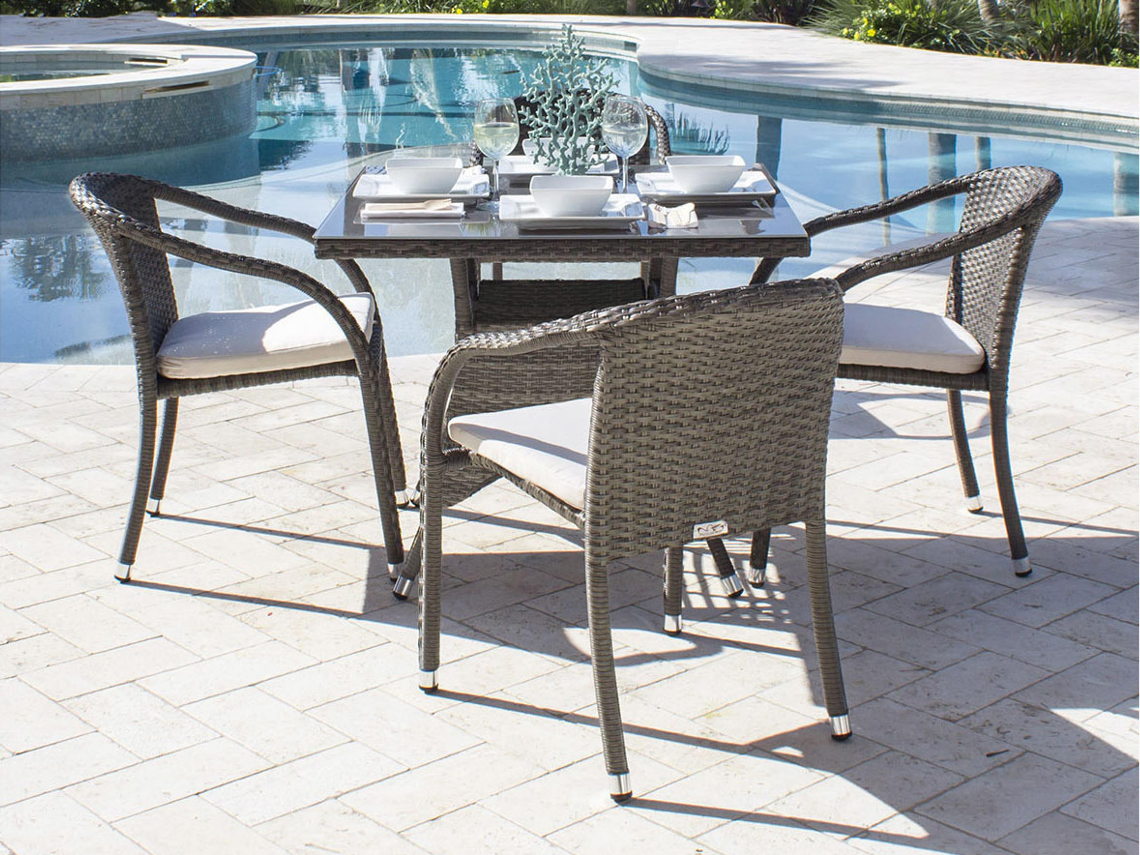 Hospitality Rattan Outdoor Ultra Grey Woven 5 Piece Dining Set with Cushions