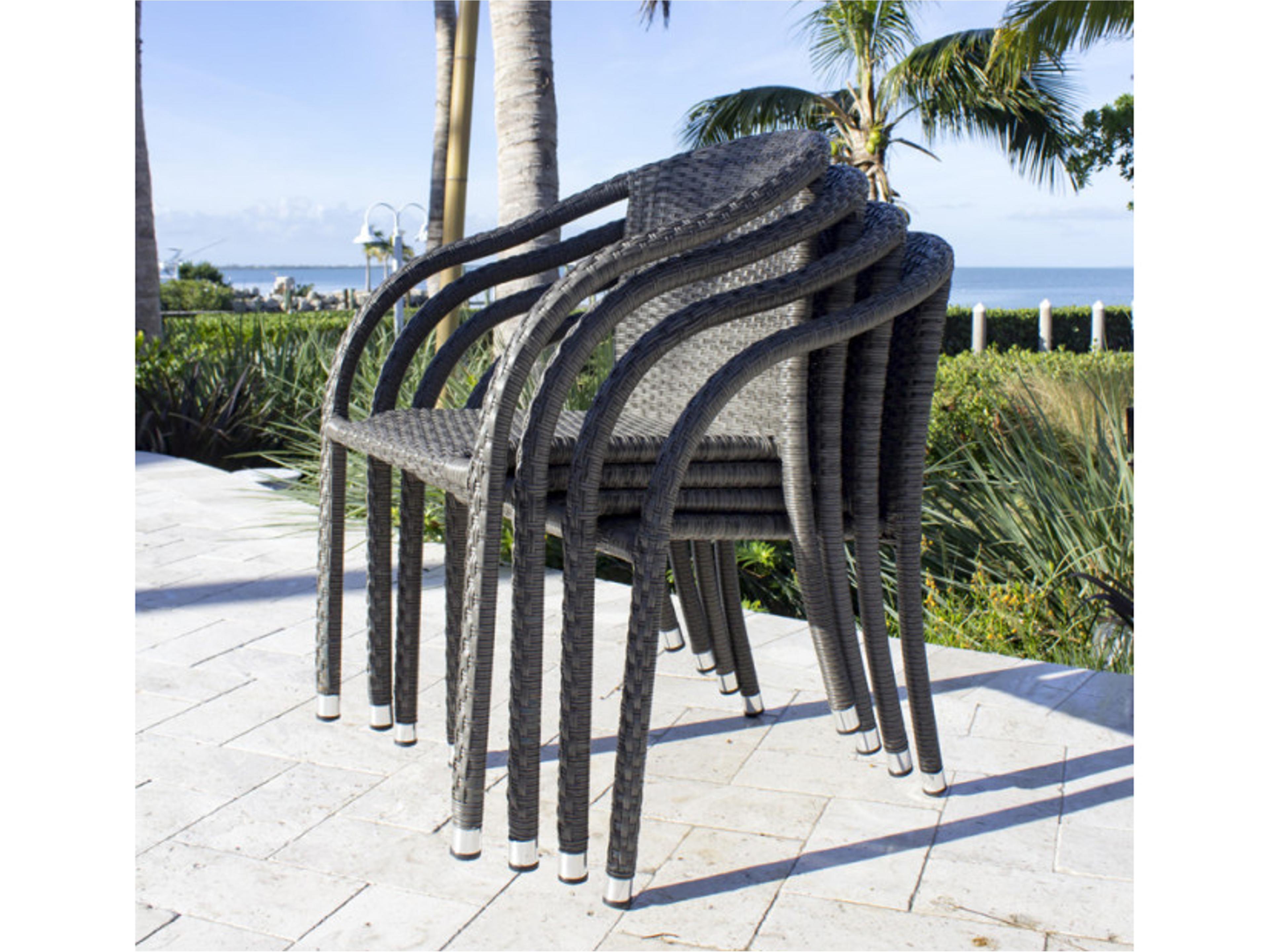 Hospitality Rattan Outdoor Spectrum Grey Aluminum Cushion Dining ArmChair