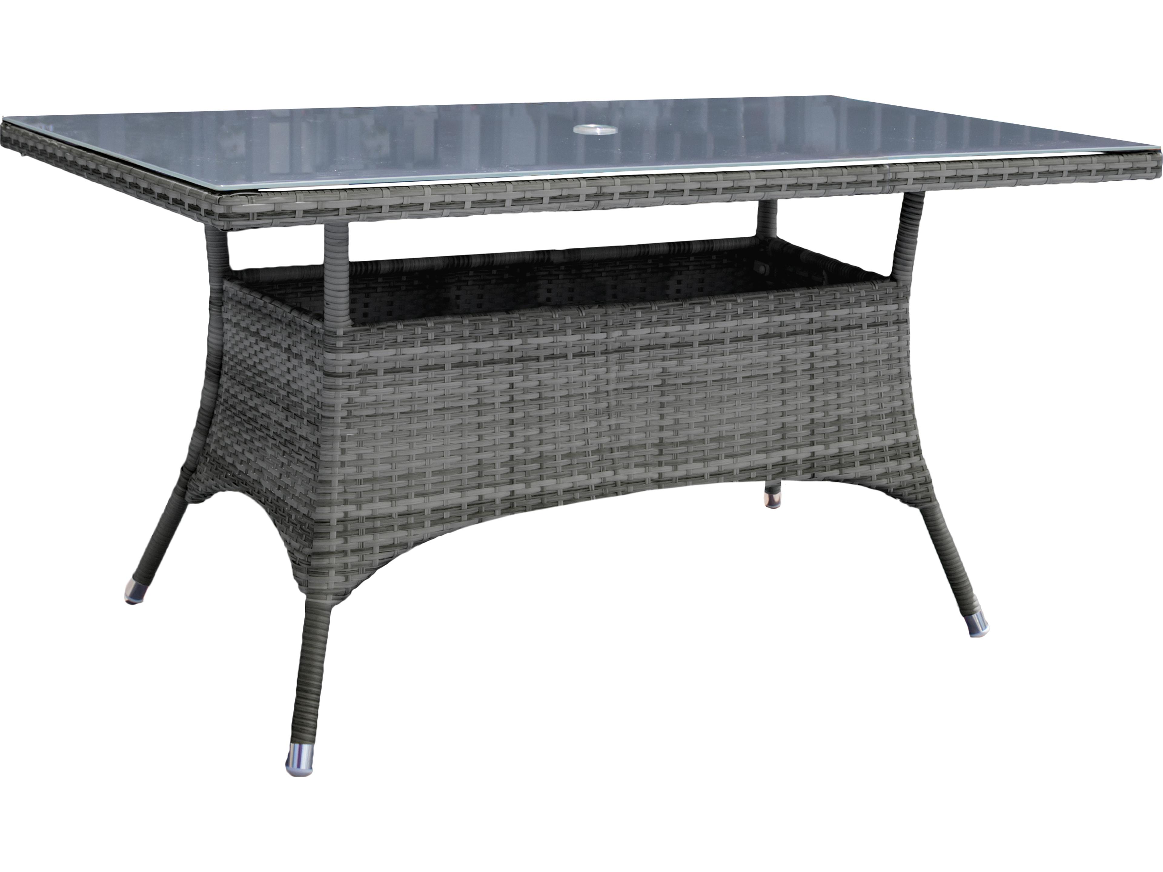 Ultra Grey Woven Rectagular Grey Glass Top Dining Table