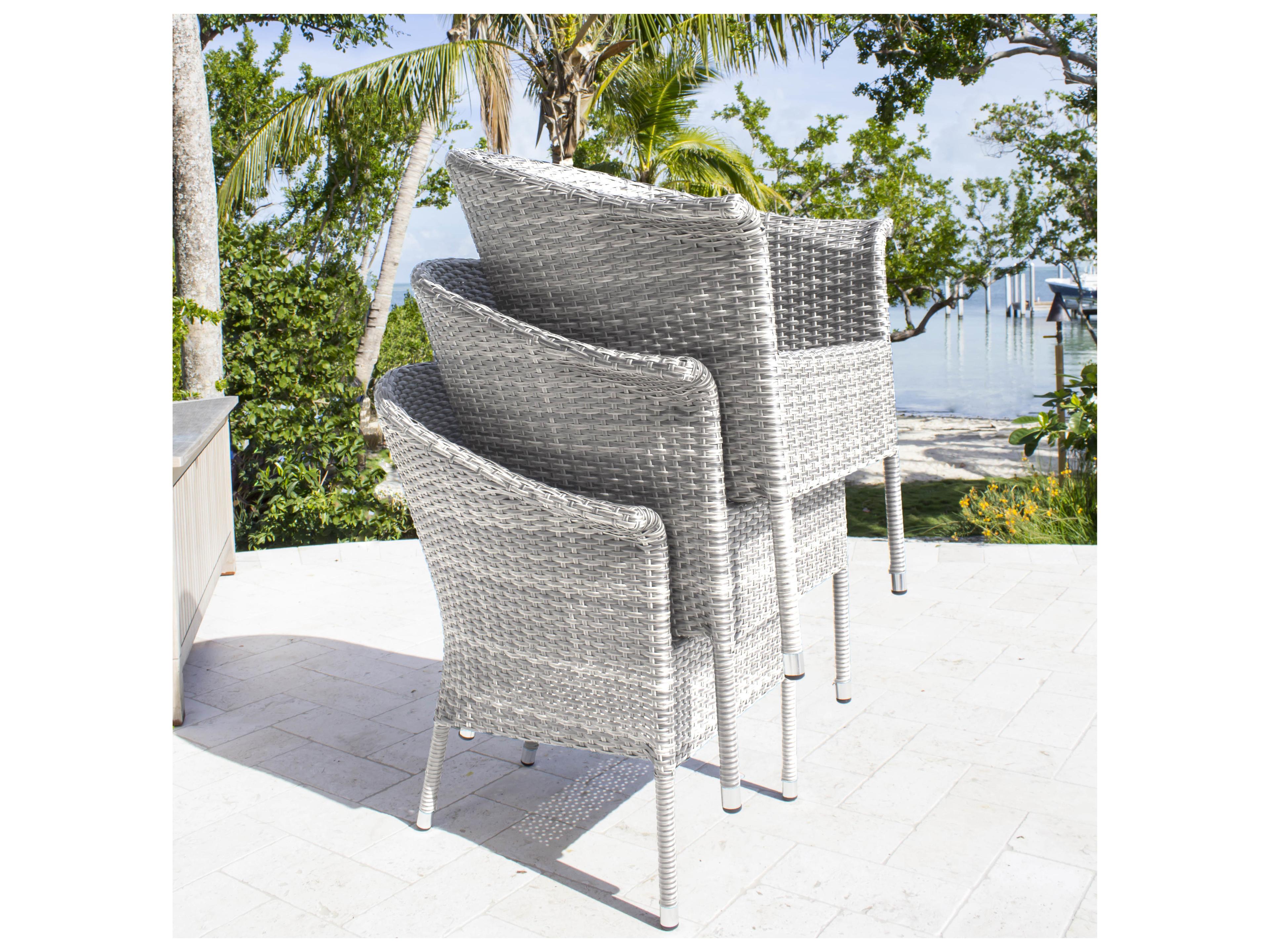 Hospitality Rattan Outdoor Athens Whitewash Woven Dining Arm Chair