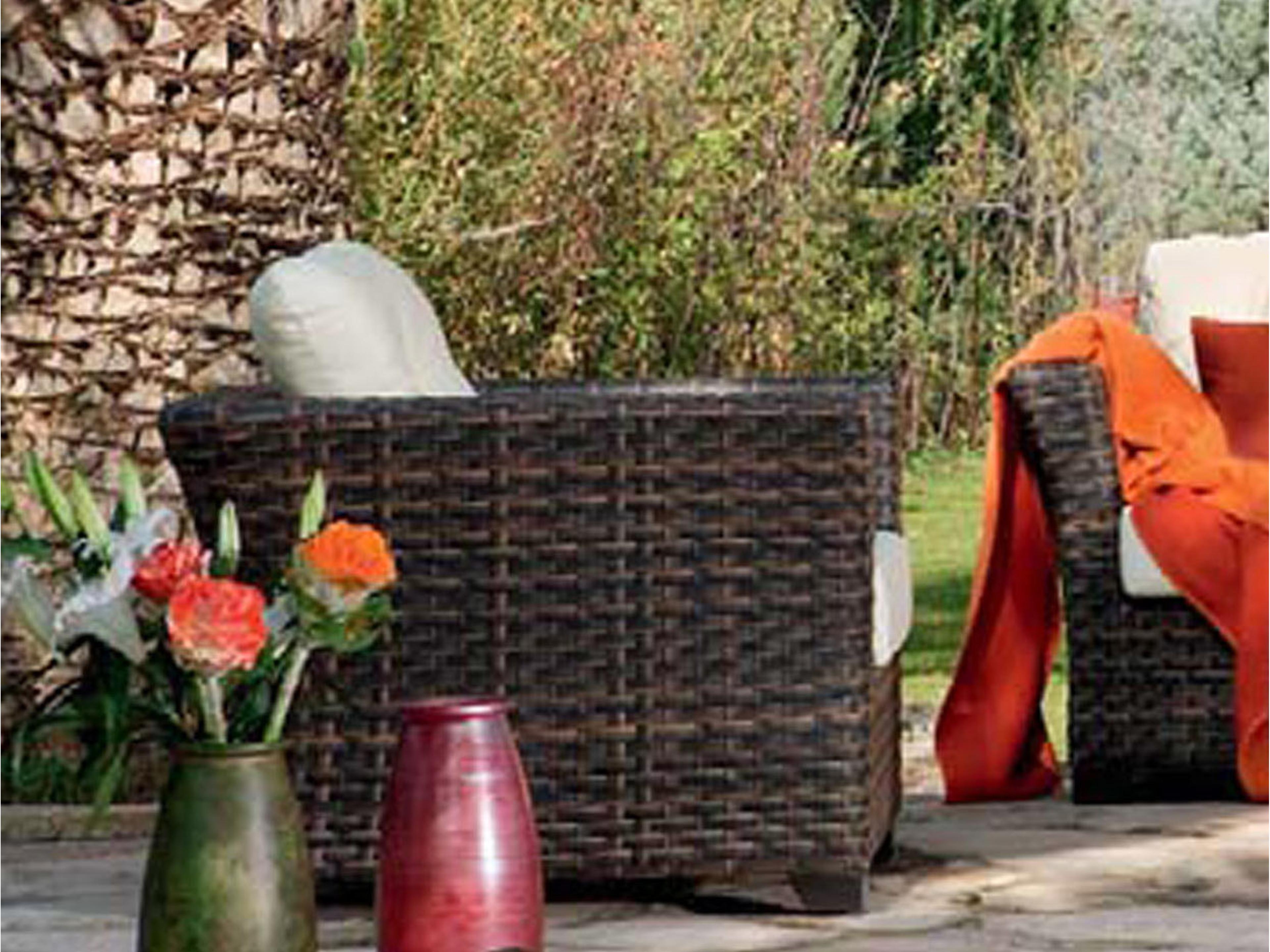 Hospitality Rattan Outdoor Fiji Dark Brown Wicker Lounge Chair with Cushions