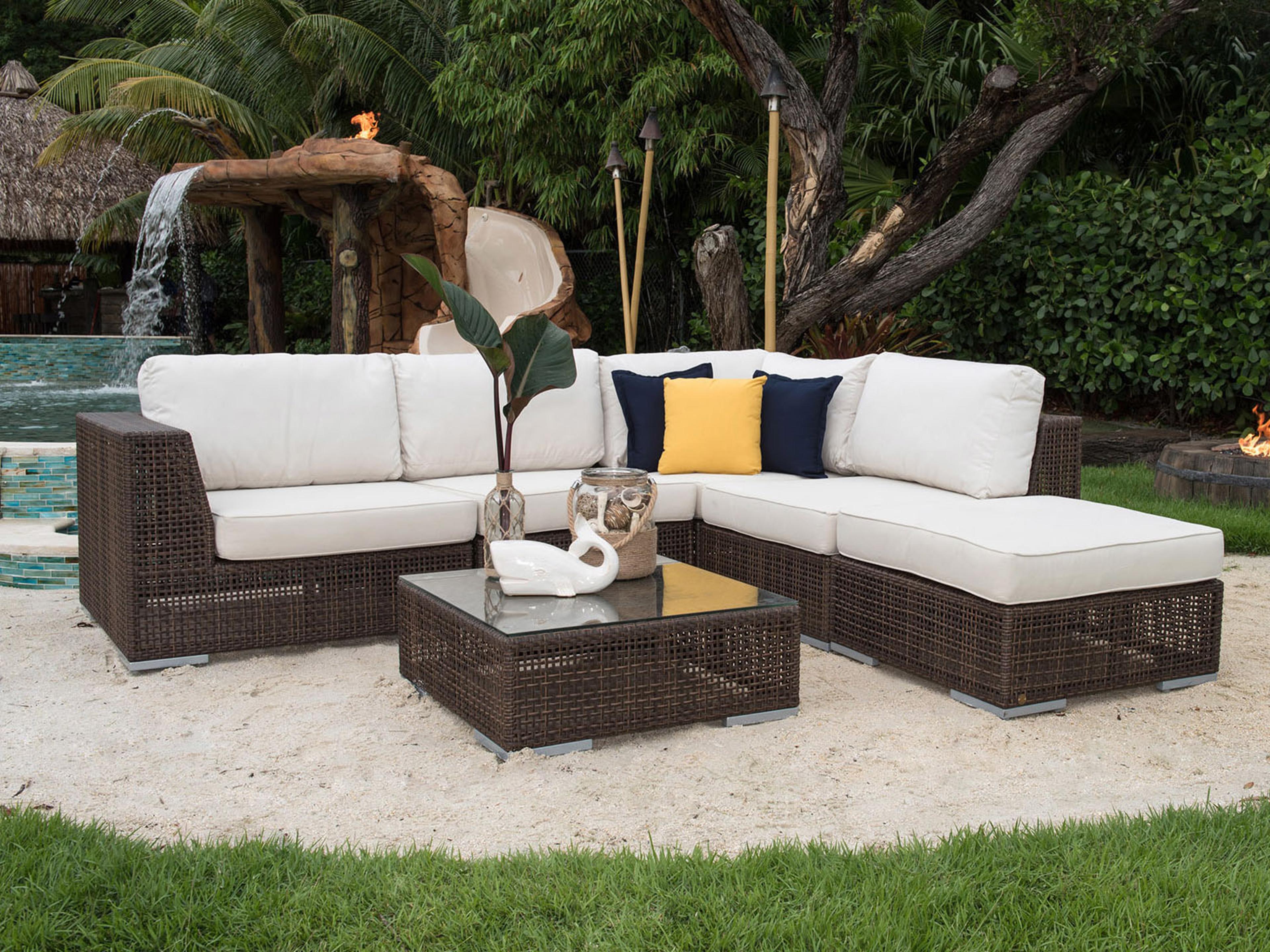Hospitality Rattan Outdoor Soho Java Brown Wicker Cushion Lounge Set