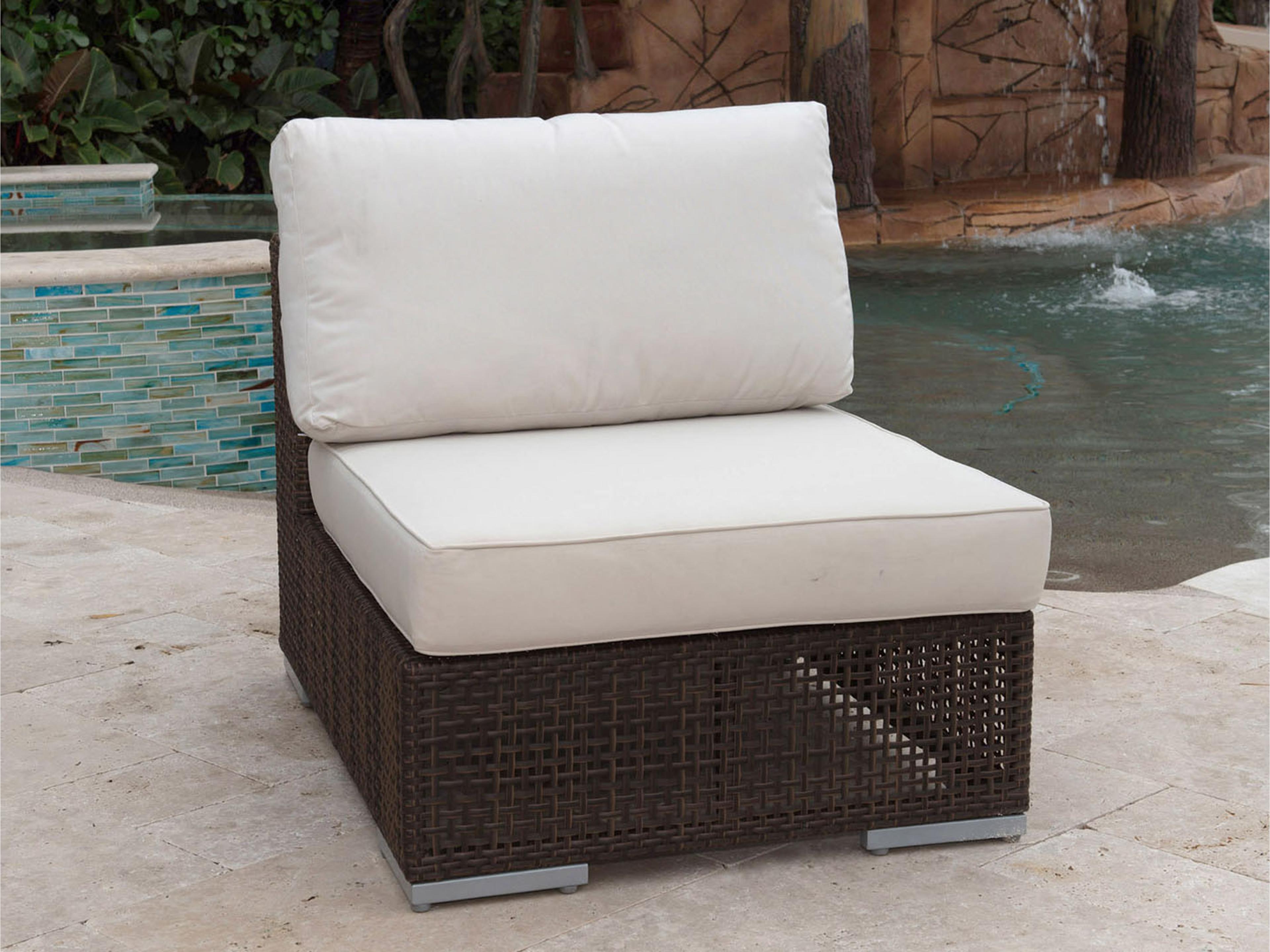 Hospitality Rattan Outdoor Soho Wicker Armless Lounge Chair