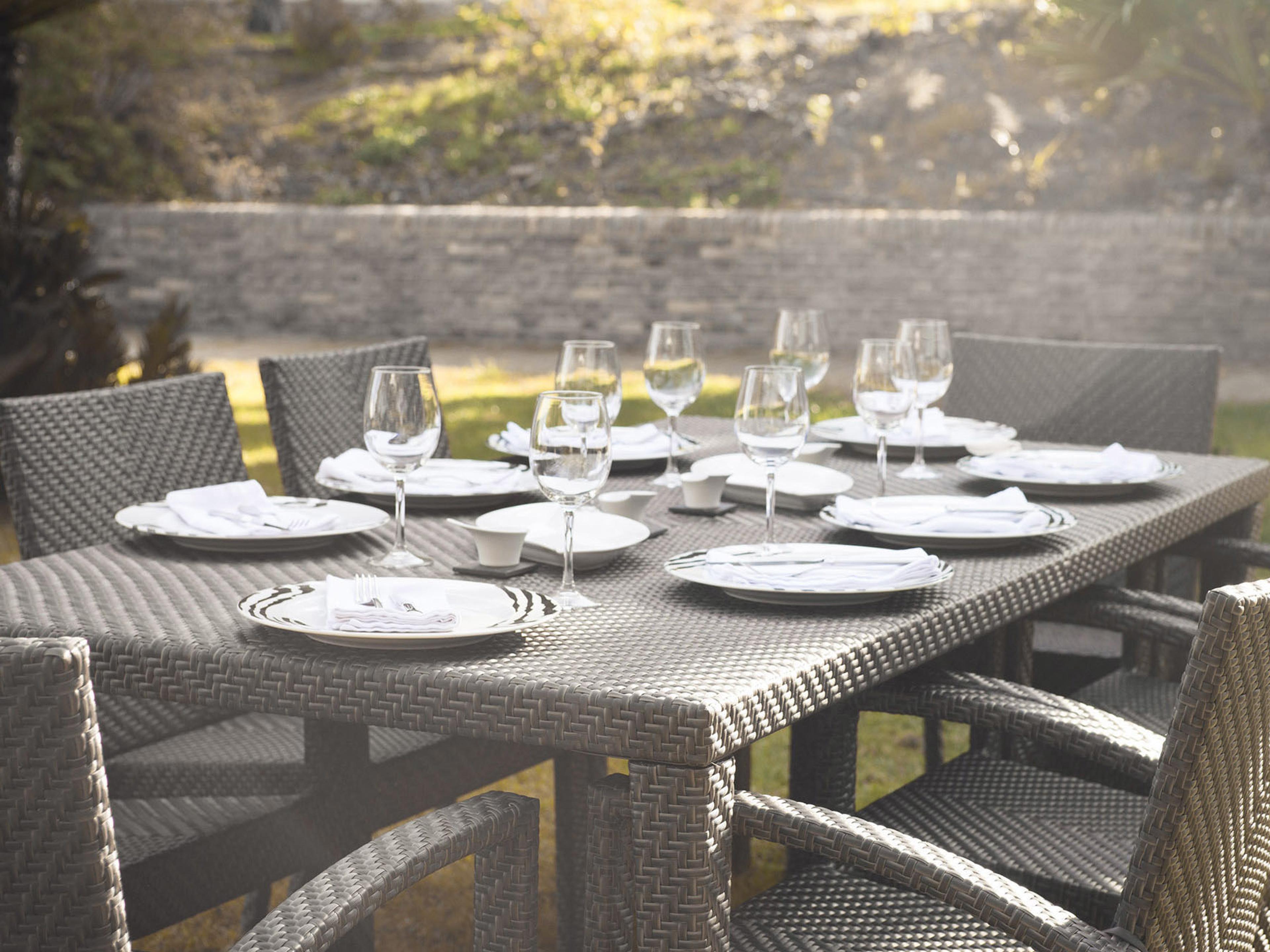 Hospitality Rattan Outdoor Soho Java Brown Wicker 9 Piece Dining Set with Cushions