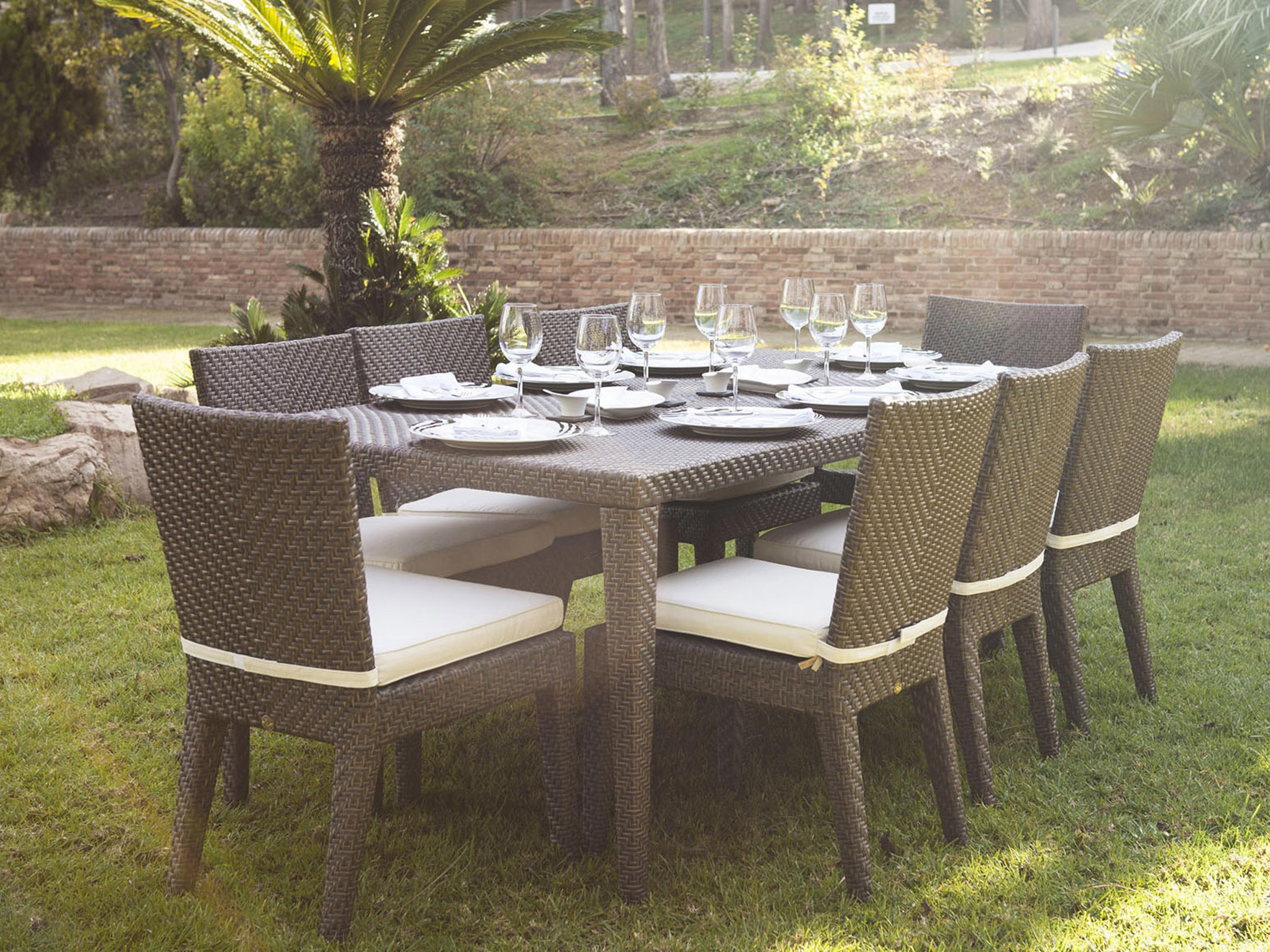 Hospitality Rattan Outdoor Soho Java Brown Wicker 9 Piece Dining Set